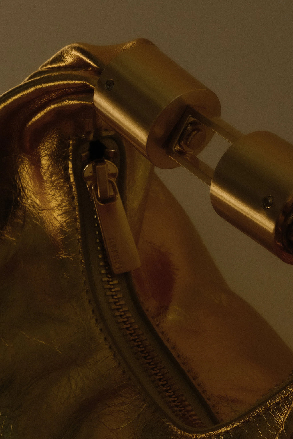 Bristol Mini Croissant Leather Bag - Gold