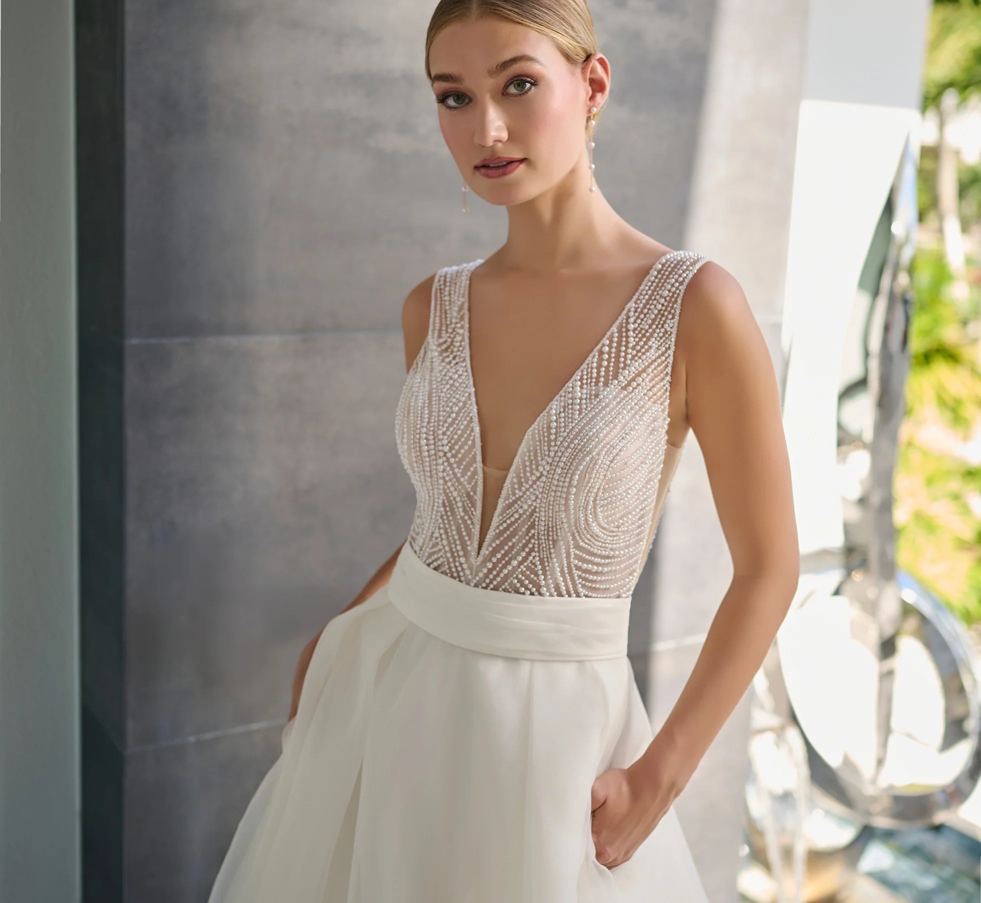 Organza Gown in Ivory Nude