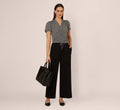 Flutter Sleeve Ruched Front Printed Top In Black Cloud Carnation