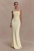 Luella Crepe Corset Maxi Dress - Lemon