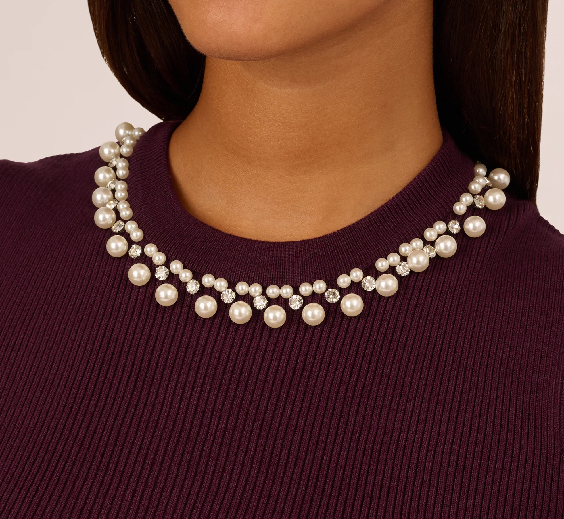 Pearly Collar Tank Sweater In Plum
