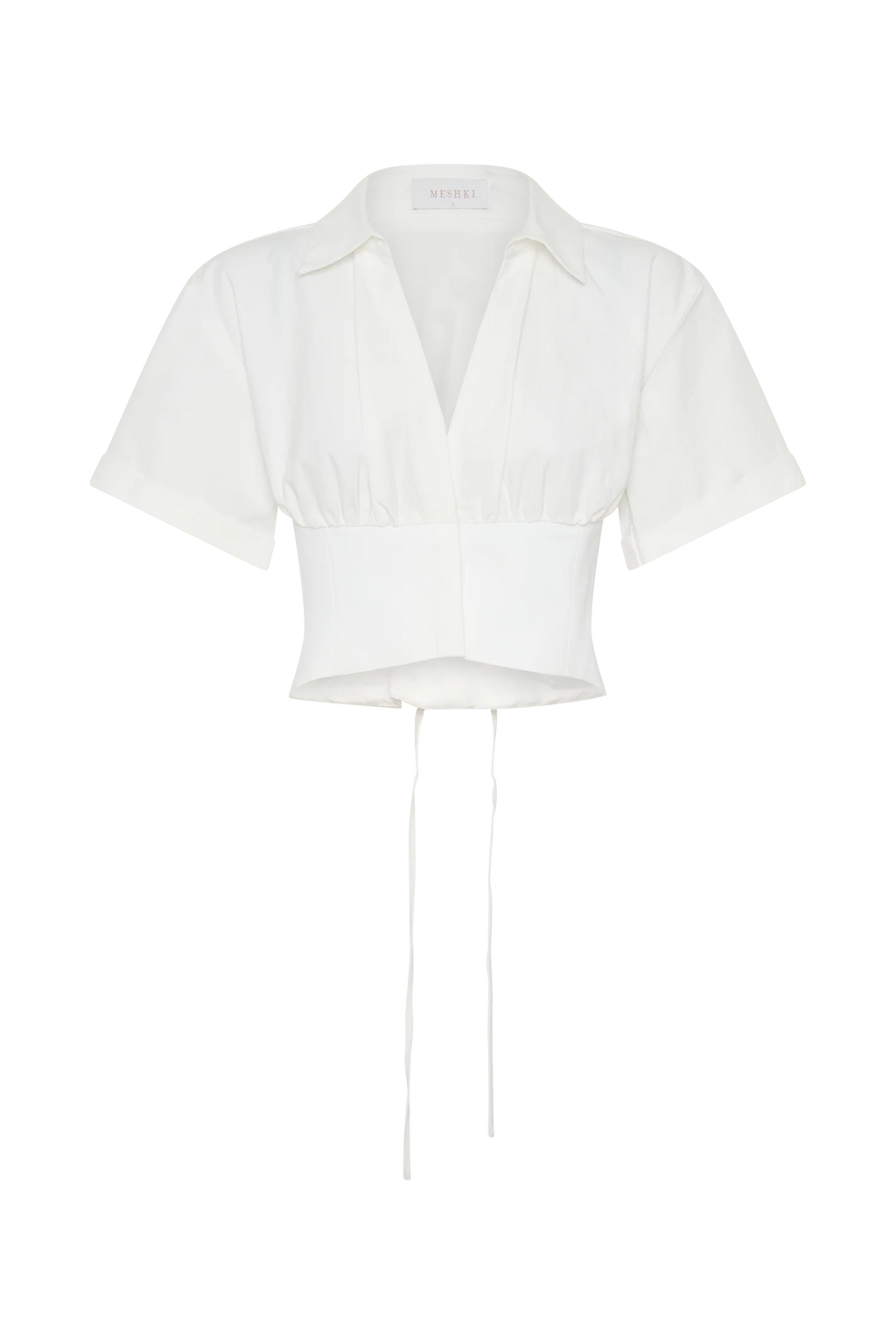 Noelia Tie Back Short Sleeve Shirt - White