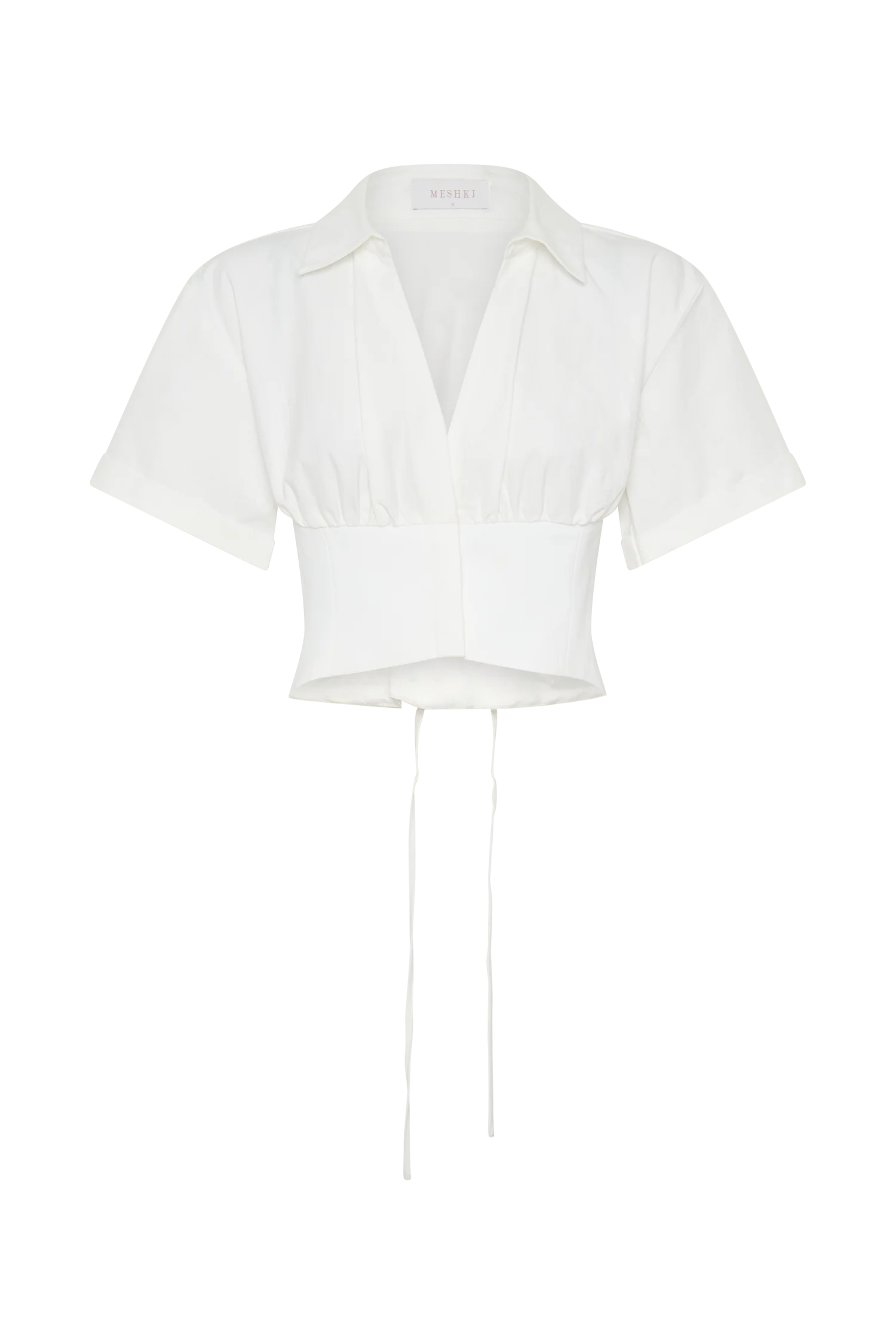 Noelia Tie Back Short Sleeve Shirt - White
