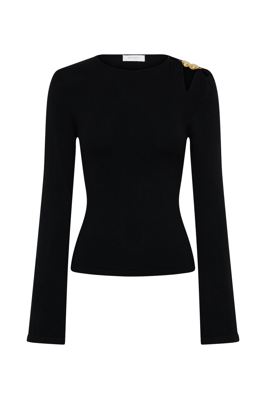 Ricky Knit Long Sleeve Longline Top - Black