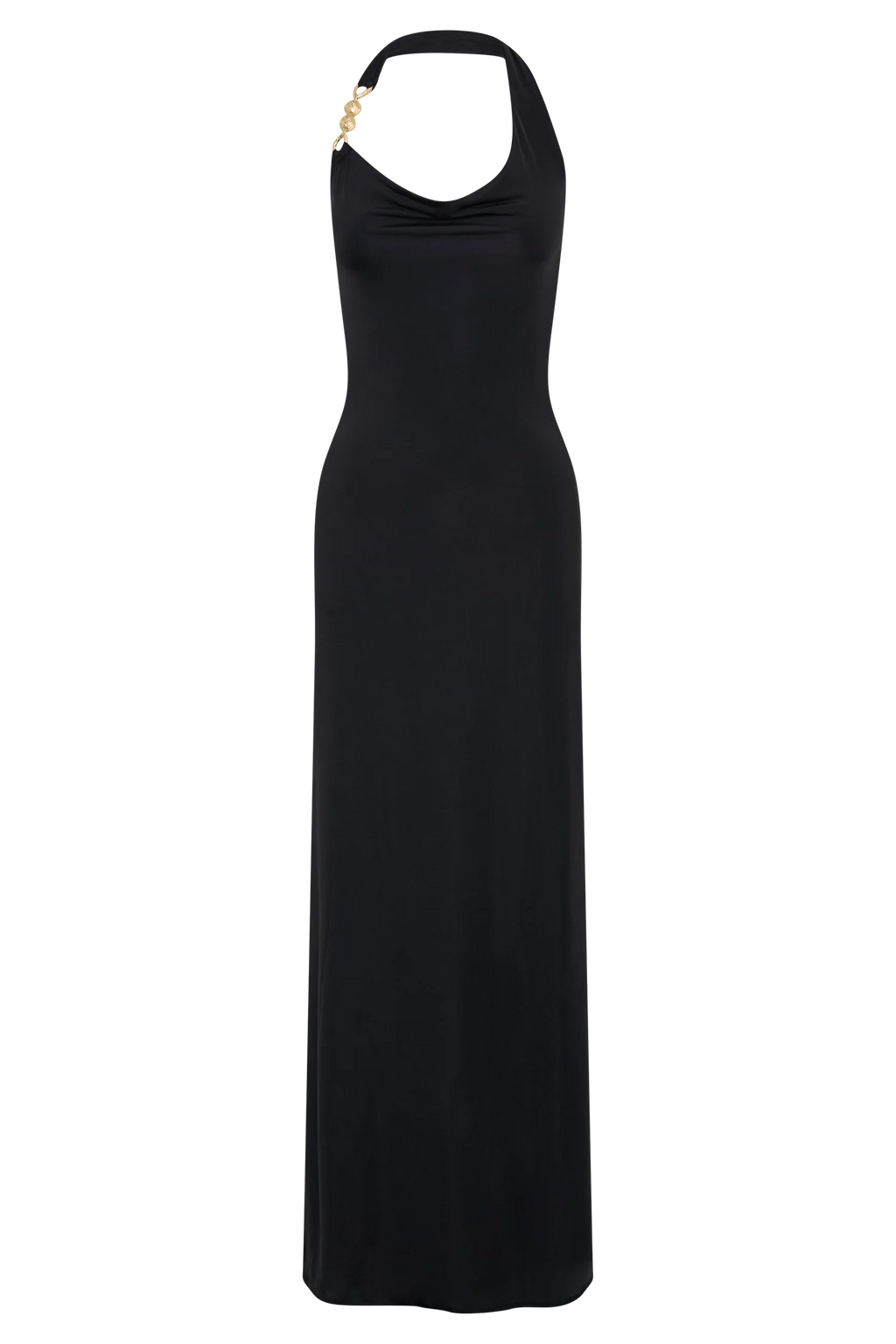 Khanh Slinky Halter Maxi Dress - Black