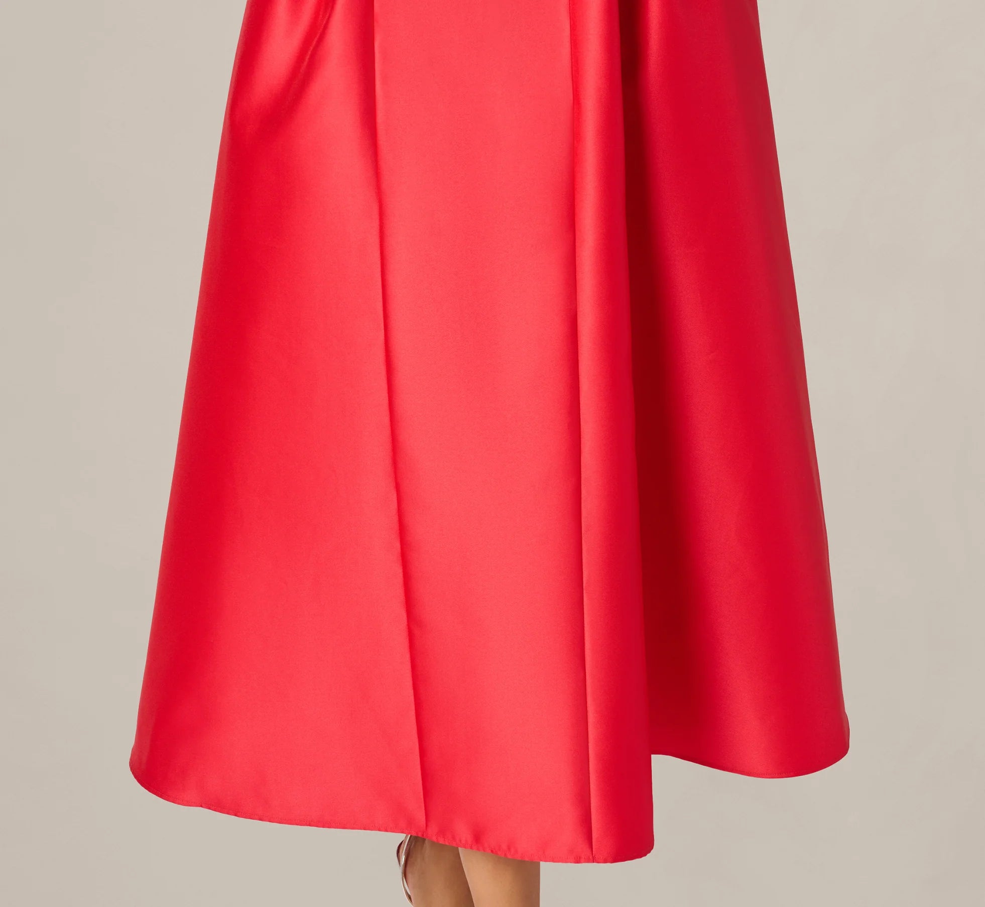 Drop Waist Fit And Flare Mikado Midi Dress In Persimmon