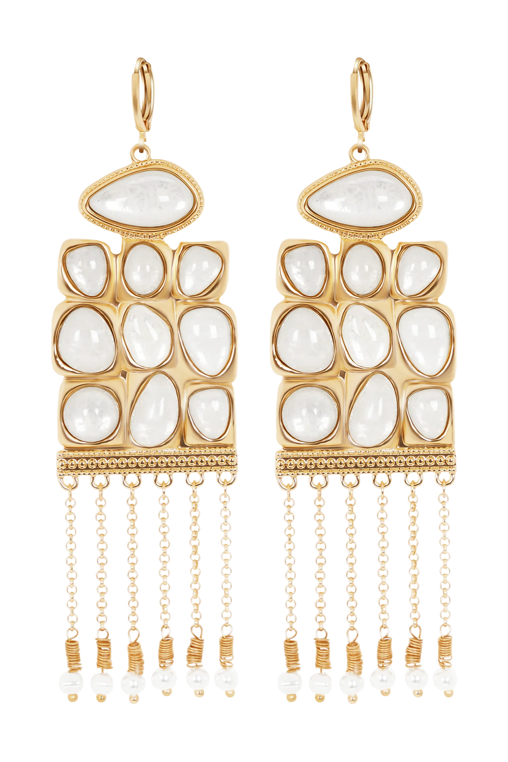 Annika Horizontal Resin Drop Earrings - Gold