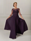 Chiffon and Lace Hand-Beaded A-Line Gown