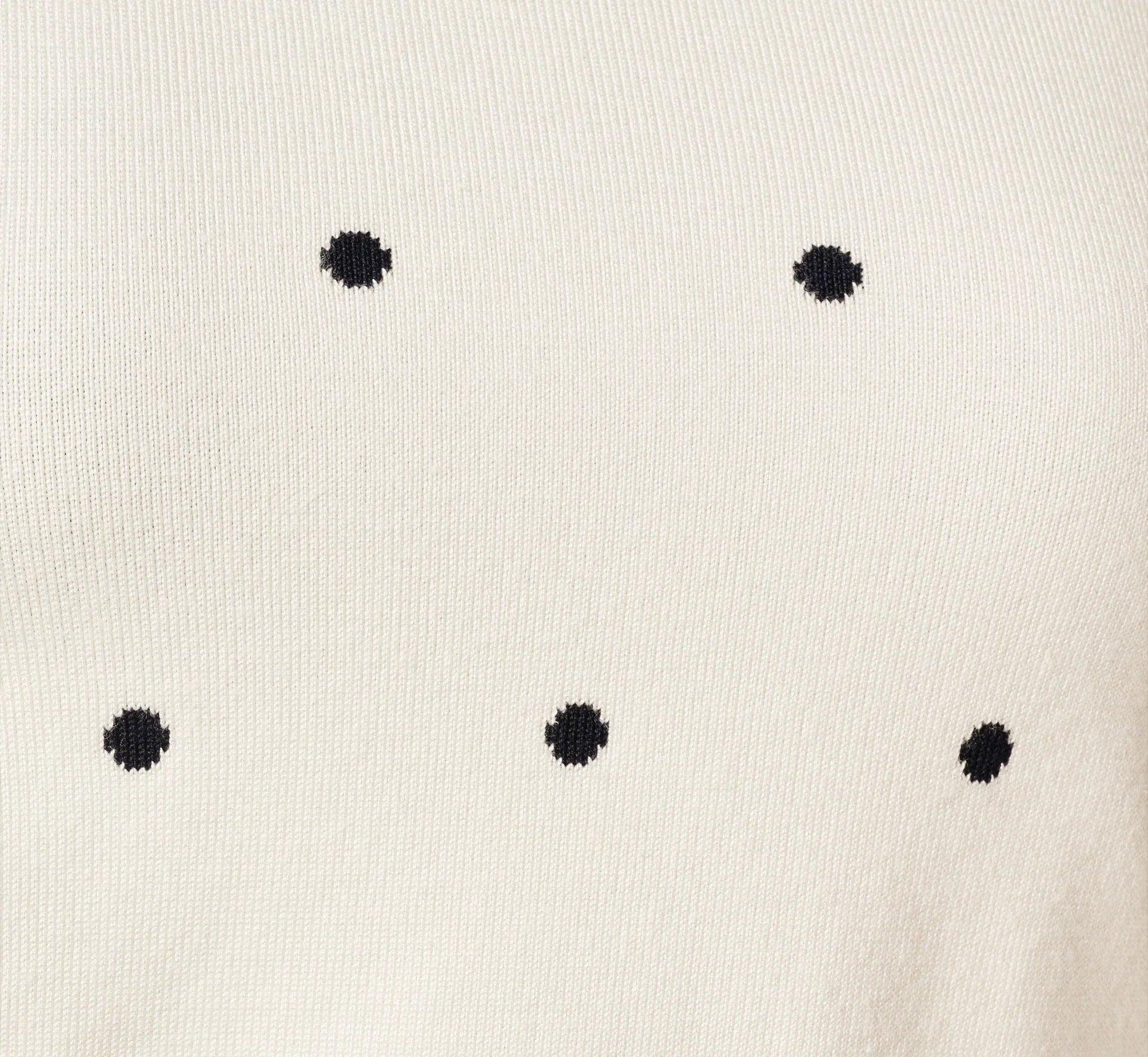 Short Sleeve Chain Patterned Knit Top In Ivory Navy Medium Simple Dot