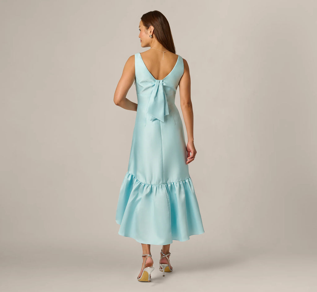 High Low Ruffle Midi Dress In Clear Sky