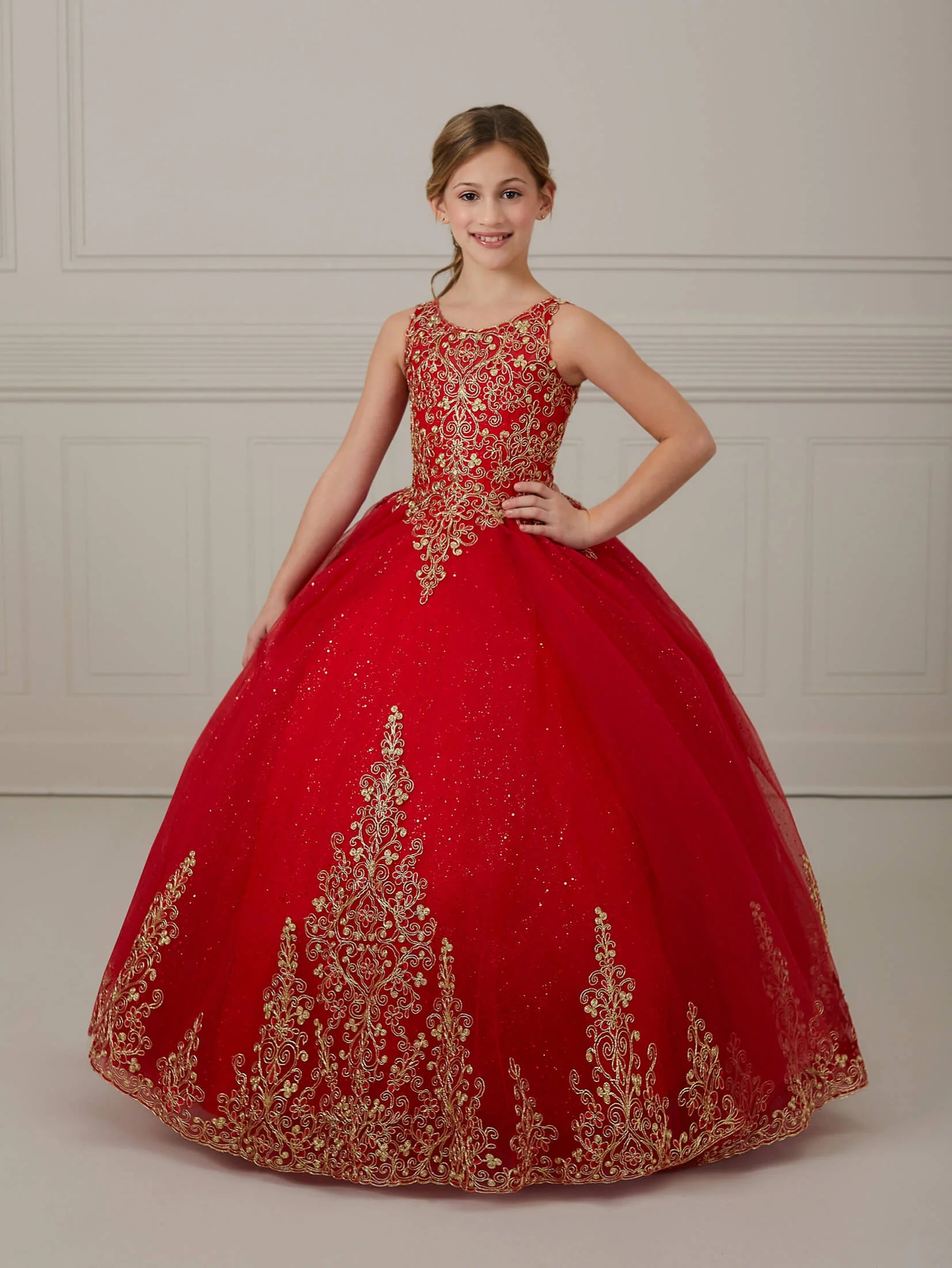 Shimmer Lace and Tulle Scoop Neck A-Line Gown