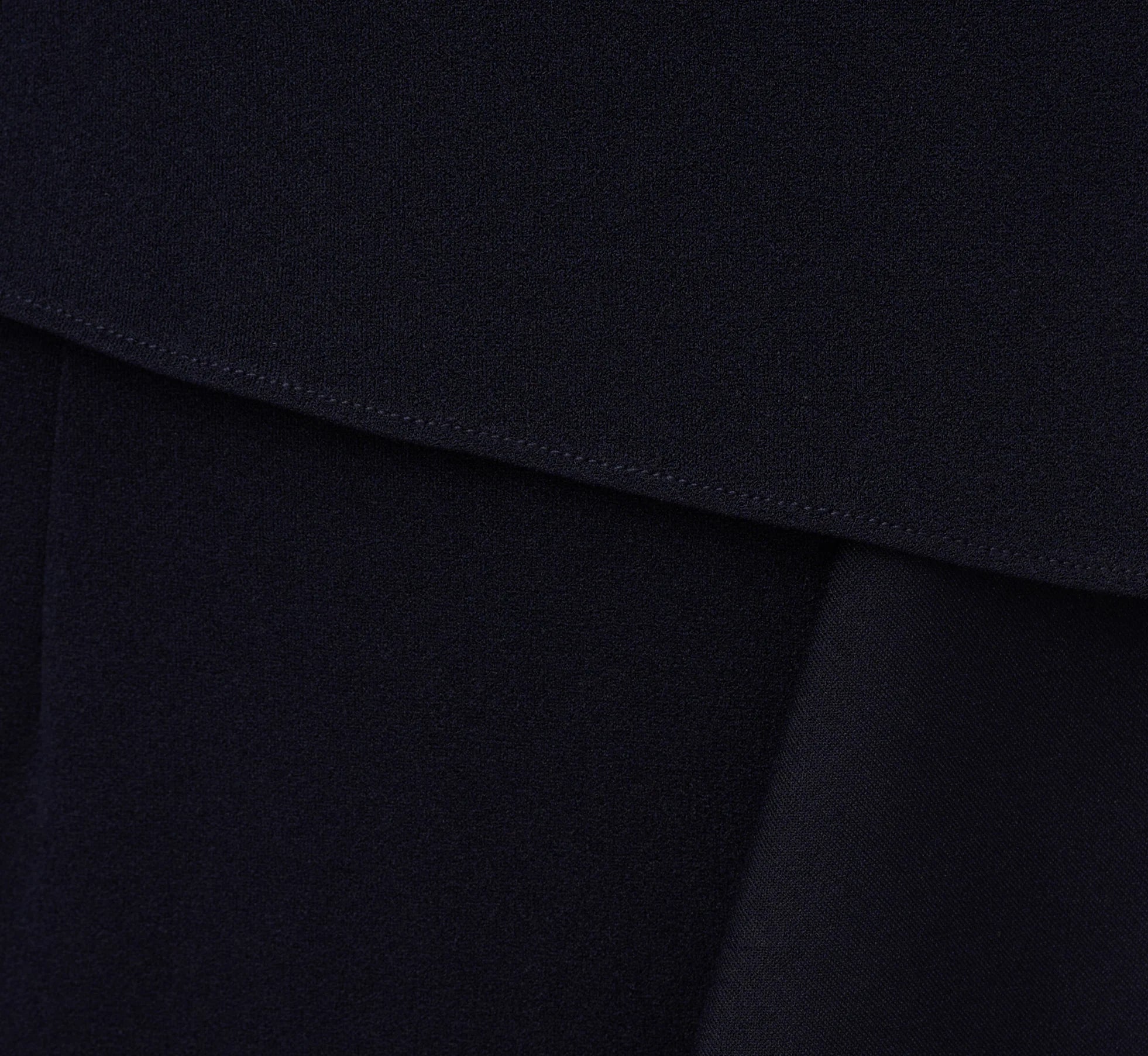 One Shoulder Ruffled Crepe Gown With Beaded Accent In Midnight
