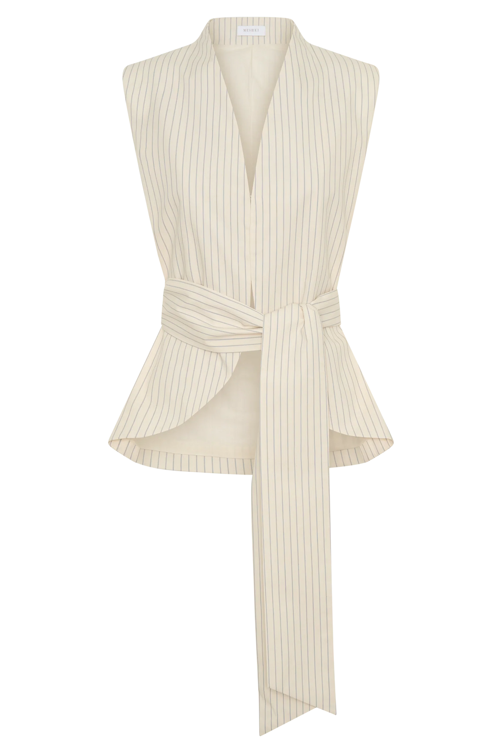 Alina Waist Tie Sleeveless Top - Stripe
