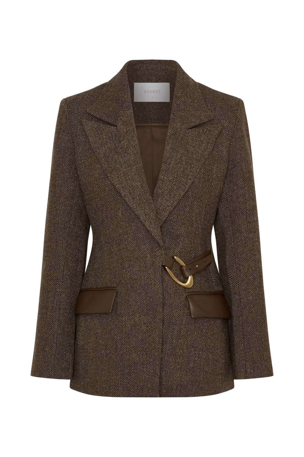 Romy Structured Blazer With Hardware - Herringbone