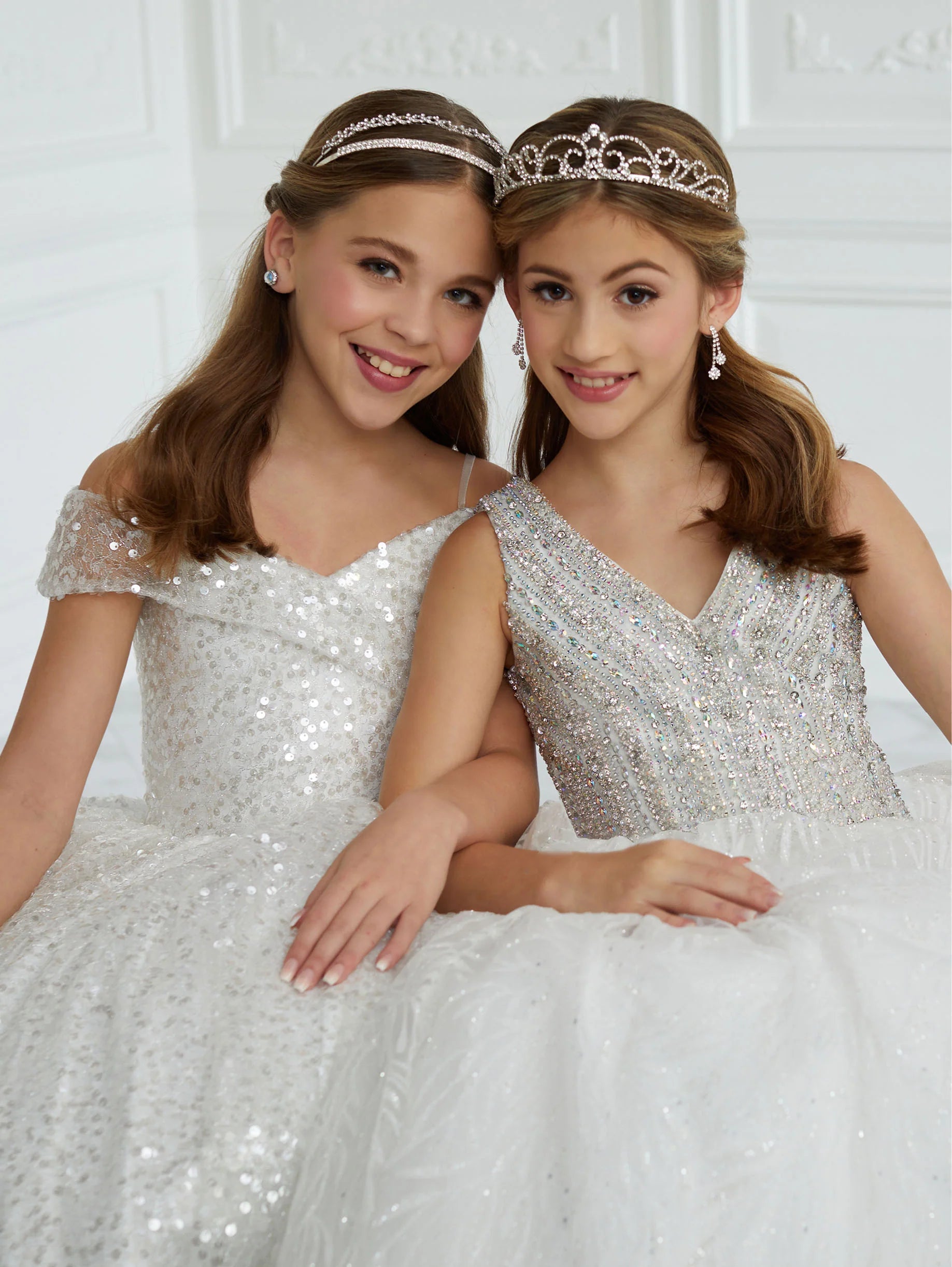 Hand-Sequined Off-The-Shoulder A-Line Gown