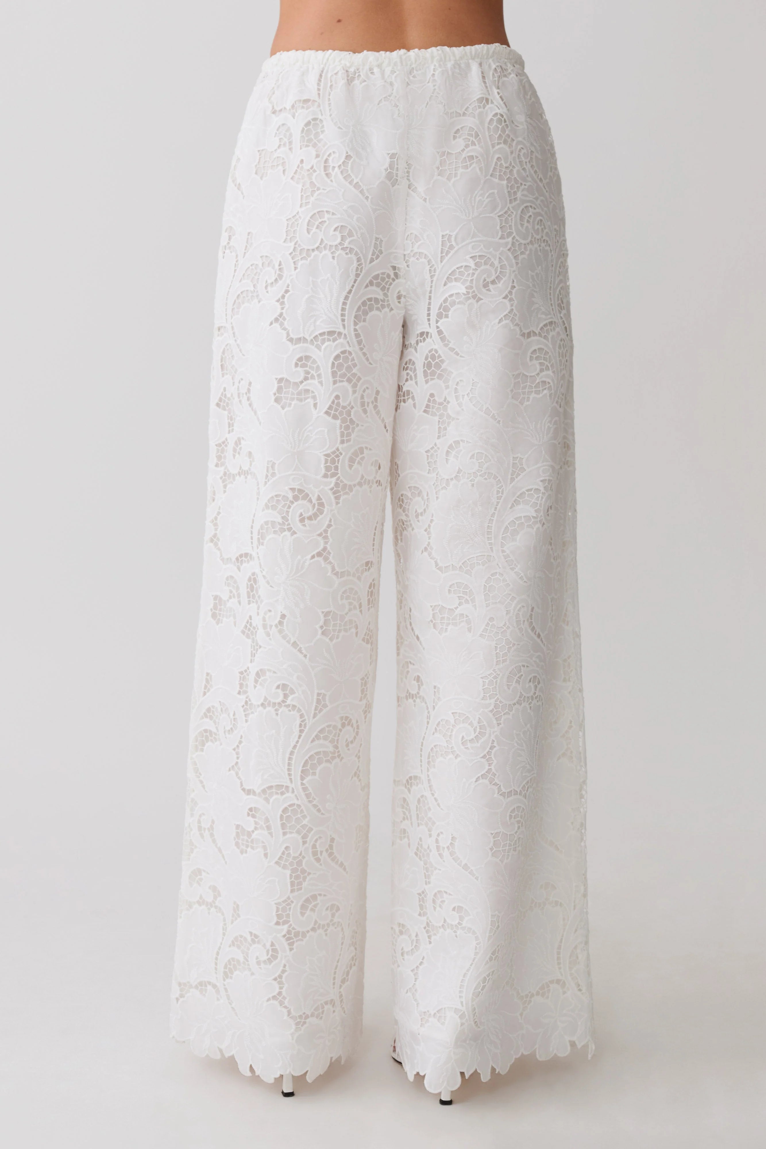 Tessa Broderie Straight Leg Pants - White