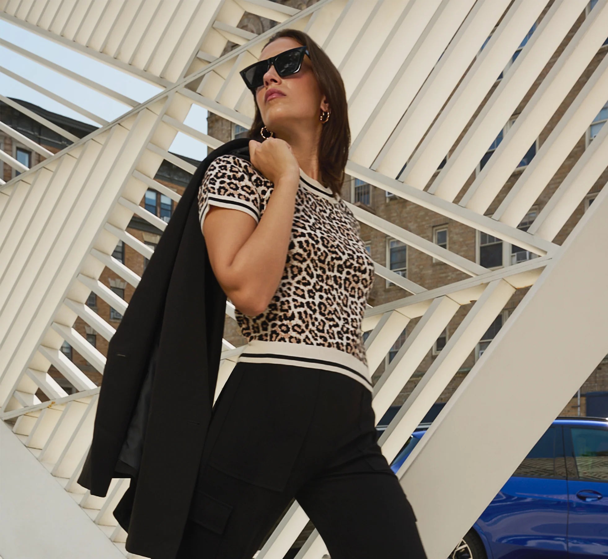Short Sleeve Chain Patterned Knit Top In Bengal Cheetah