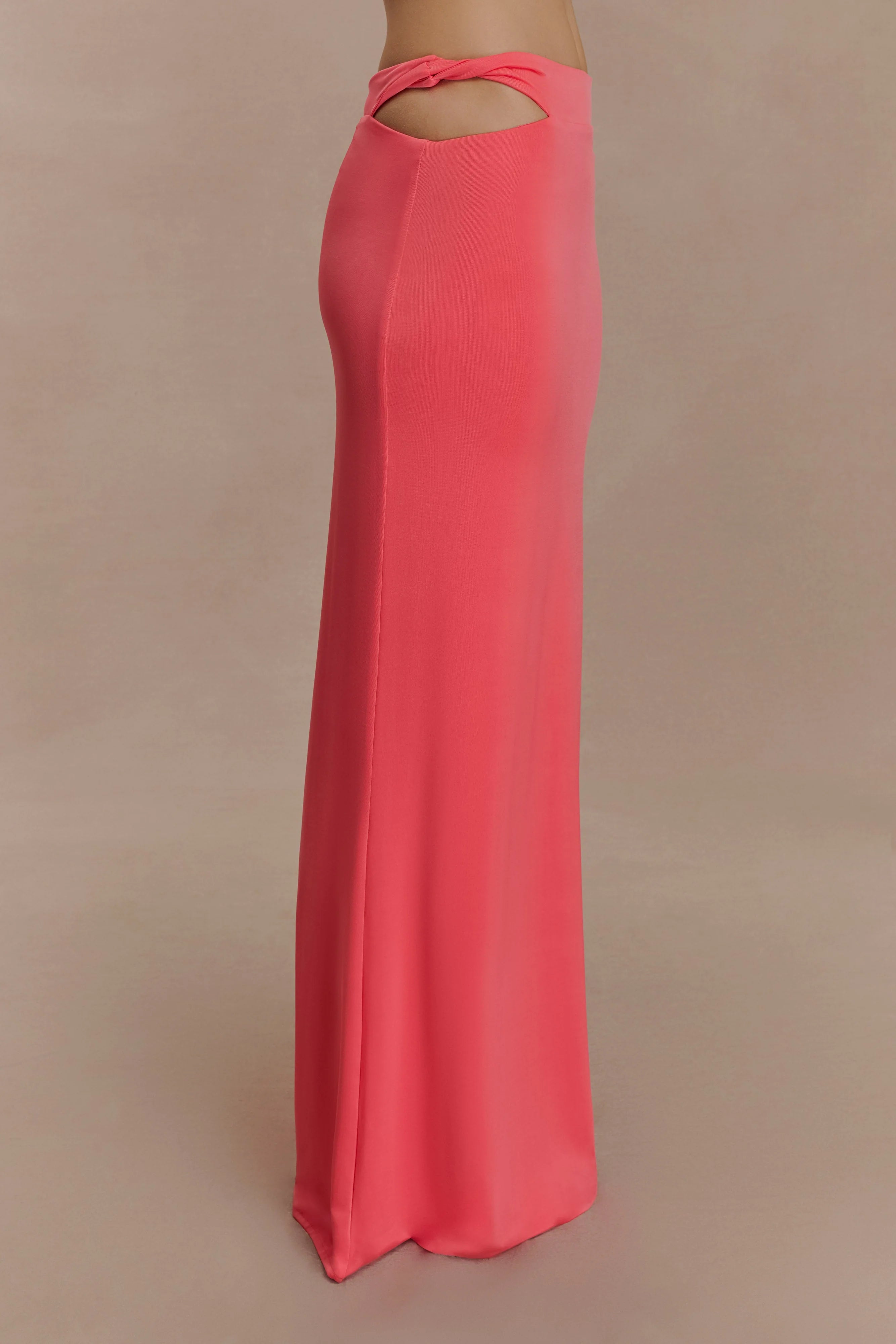 Haven Slinky Twist Midi Skirt - Coral