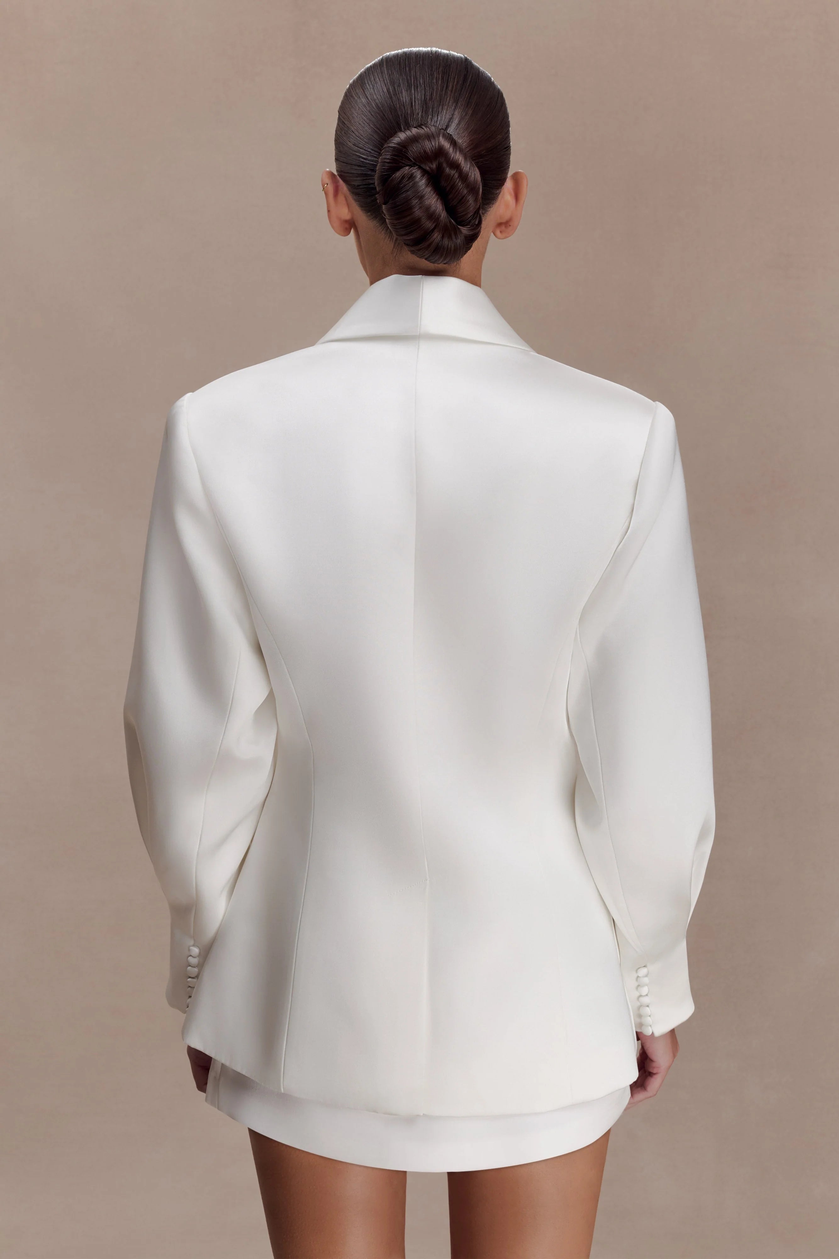 Kylie Oversized Satin Blazer - Ivory