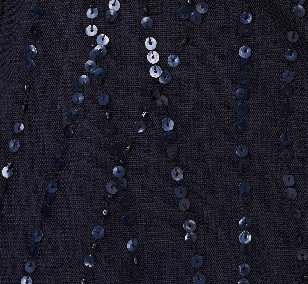 Draped One Shoulder Dress With Sequin Detail In Dusty Navy