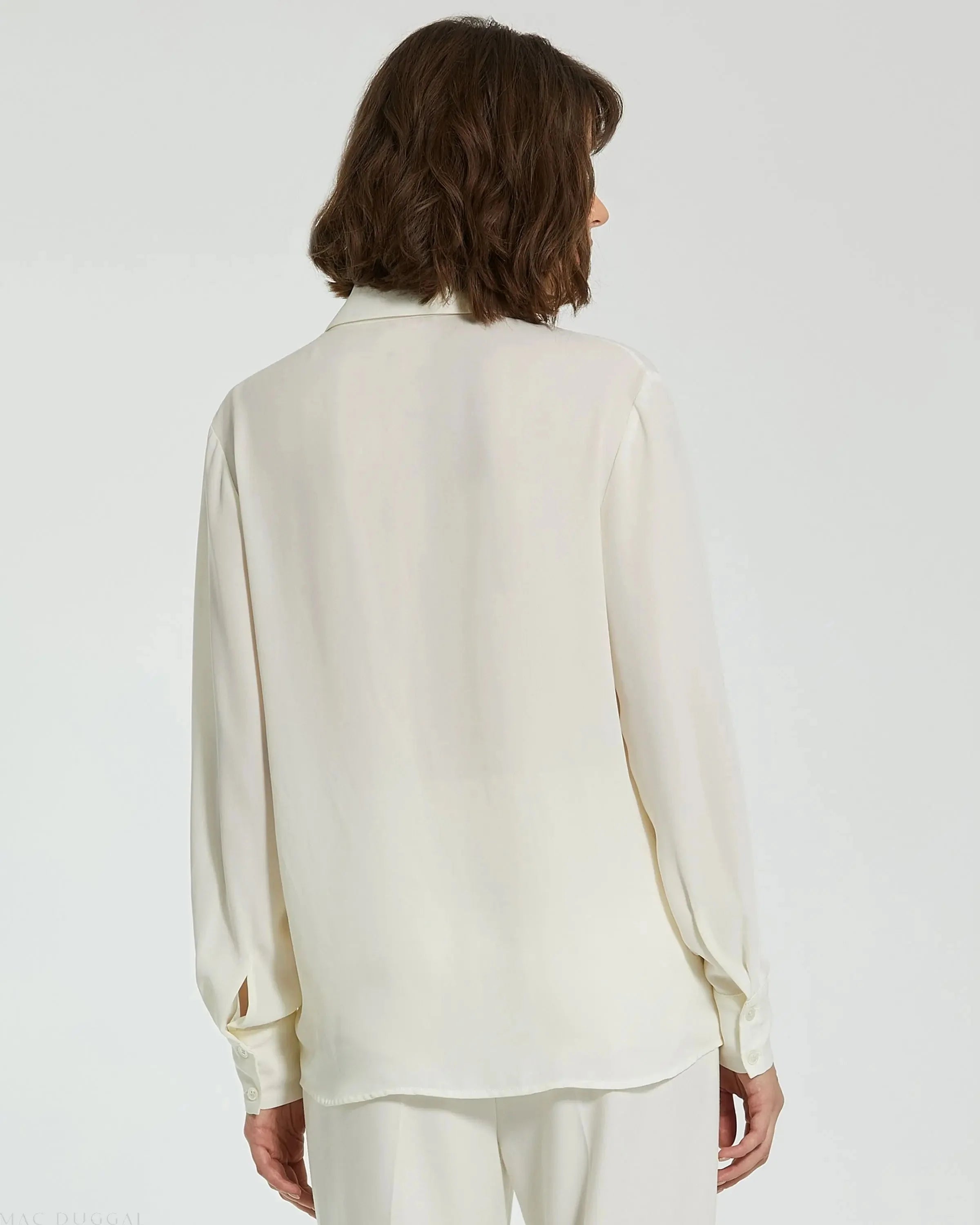 The Bentley White Long Sleeve Button Up Georgette Blouse - FINAL SALE