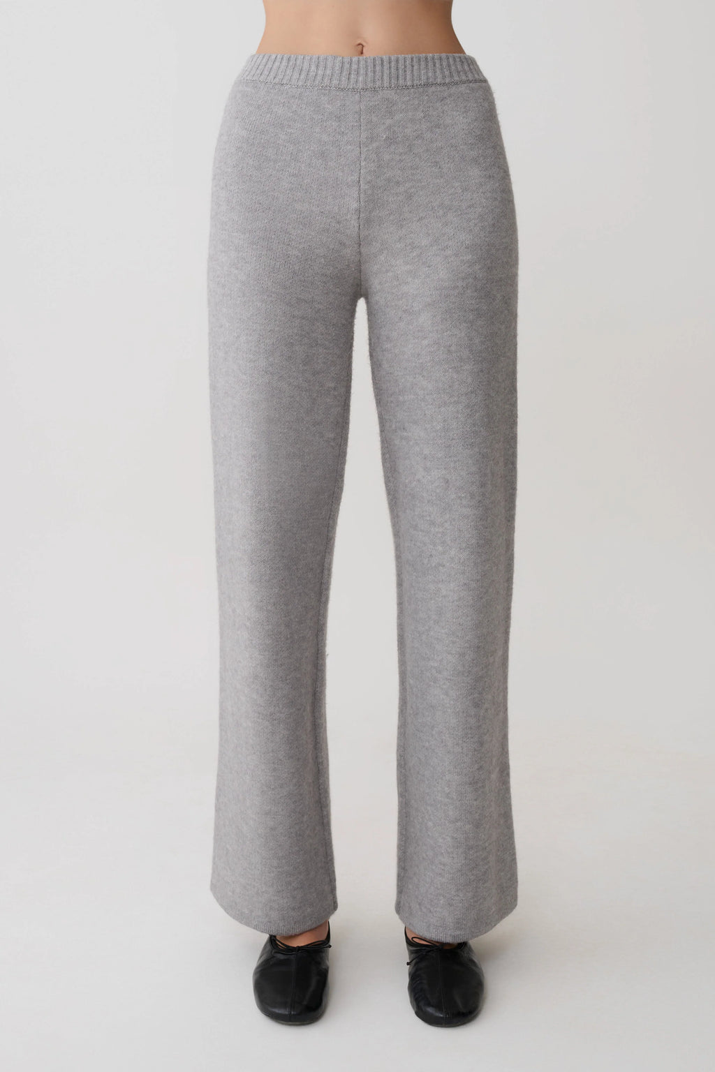 Evan Knit Wide Leg Pants - Grey Marle