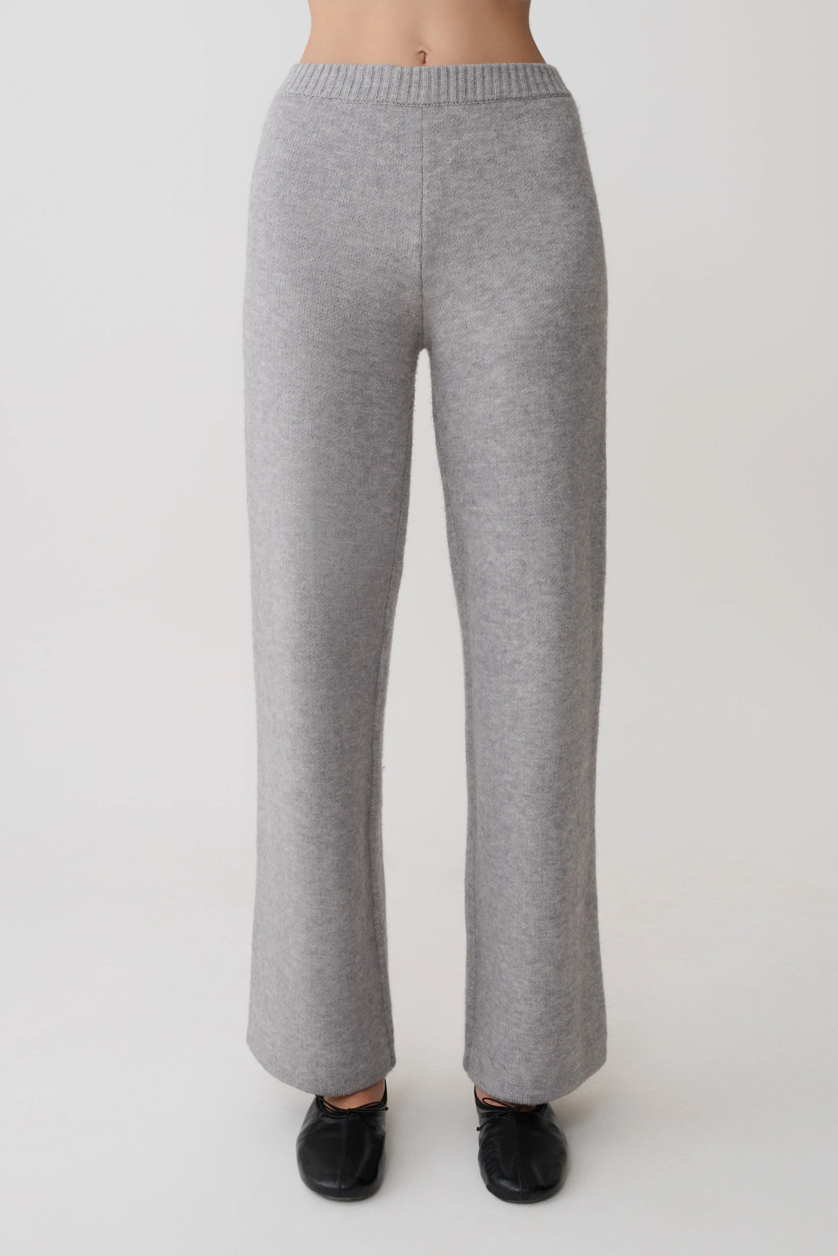 Evan Knit Wide Leg Pants - Grey Marle