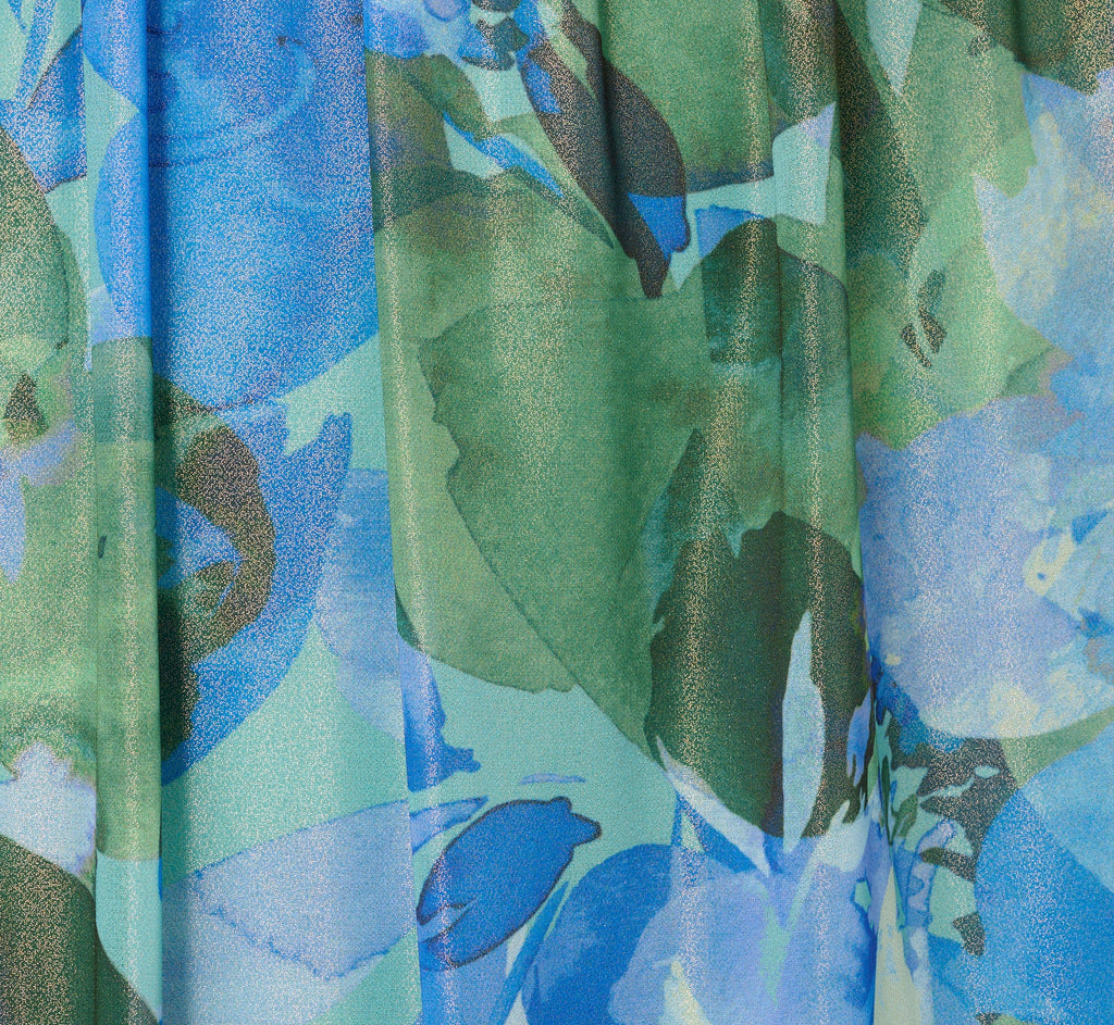 Printed Front Twist Gown In Green Blue Multi