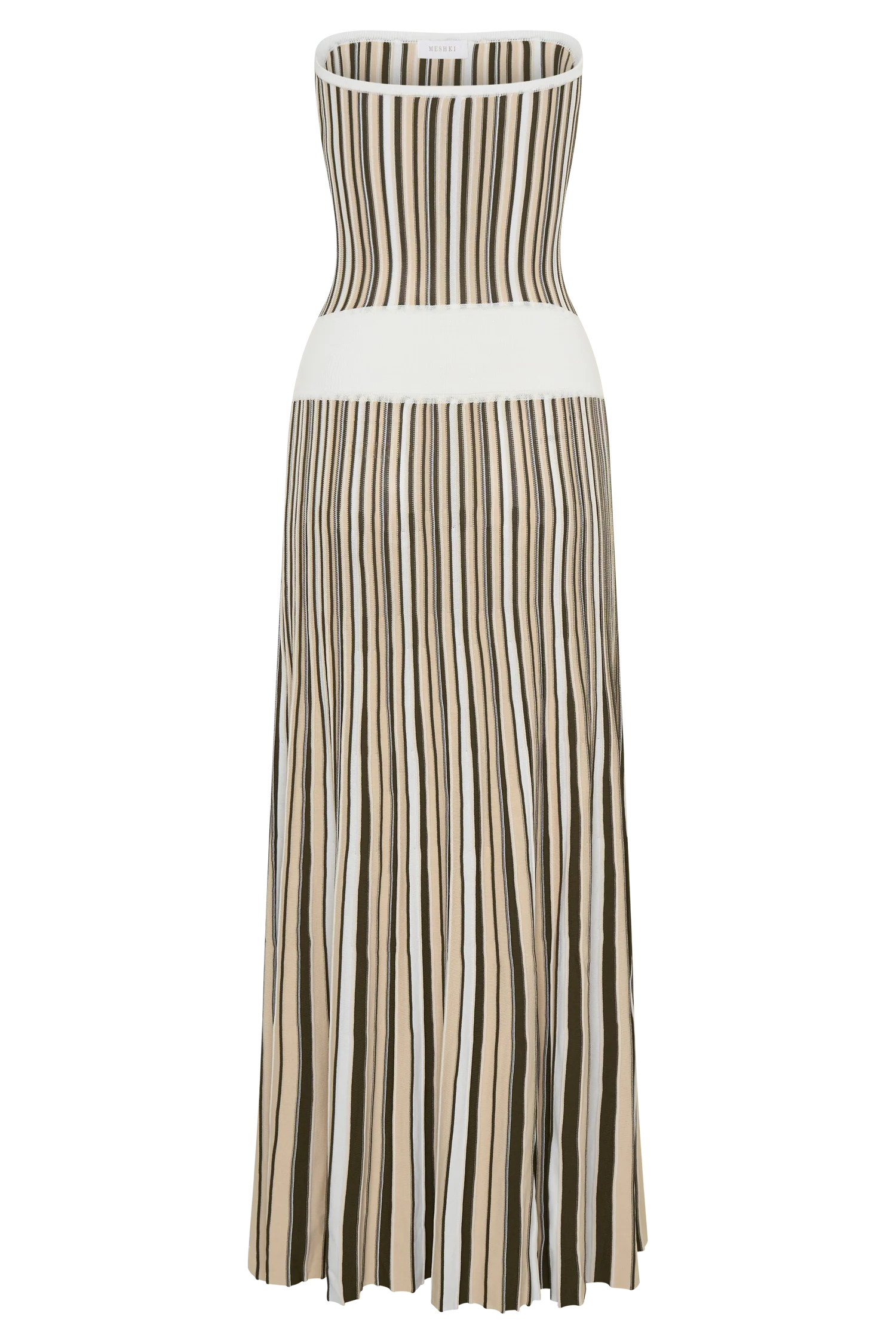 Joyce Stripe Maxi Knit Dress - Khaki/Ivory