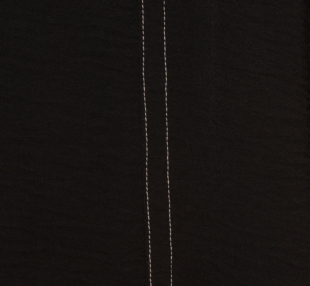 Contrast Stitching A Line Midi Skirt In Black Ivory