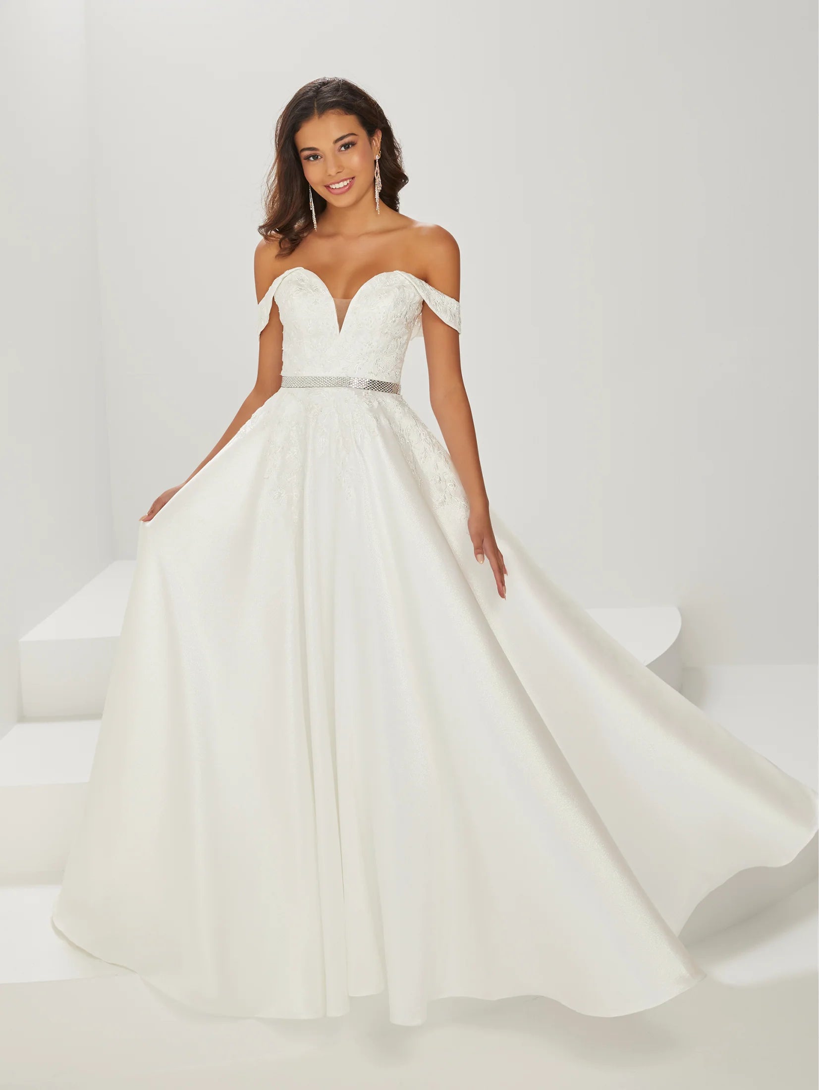 Shimmer Satin and Floral Gown
