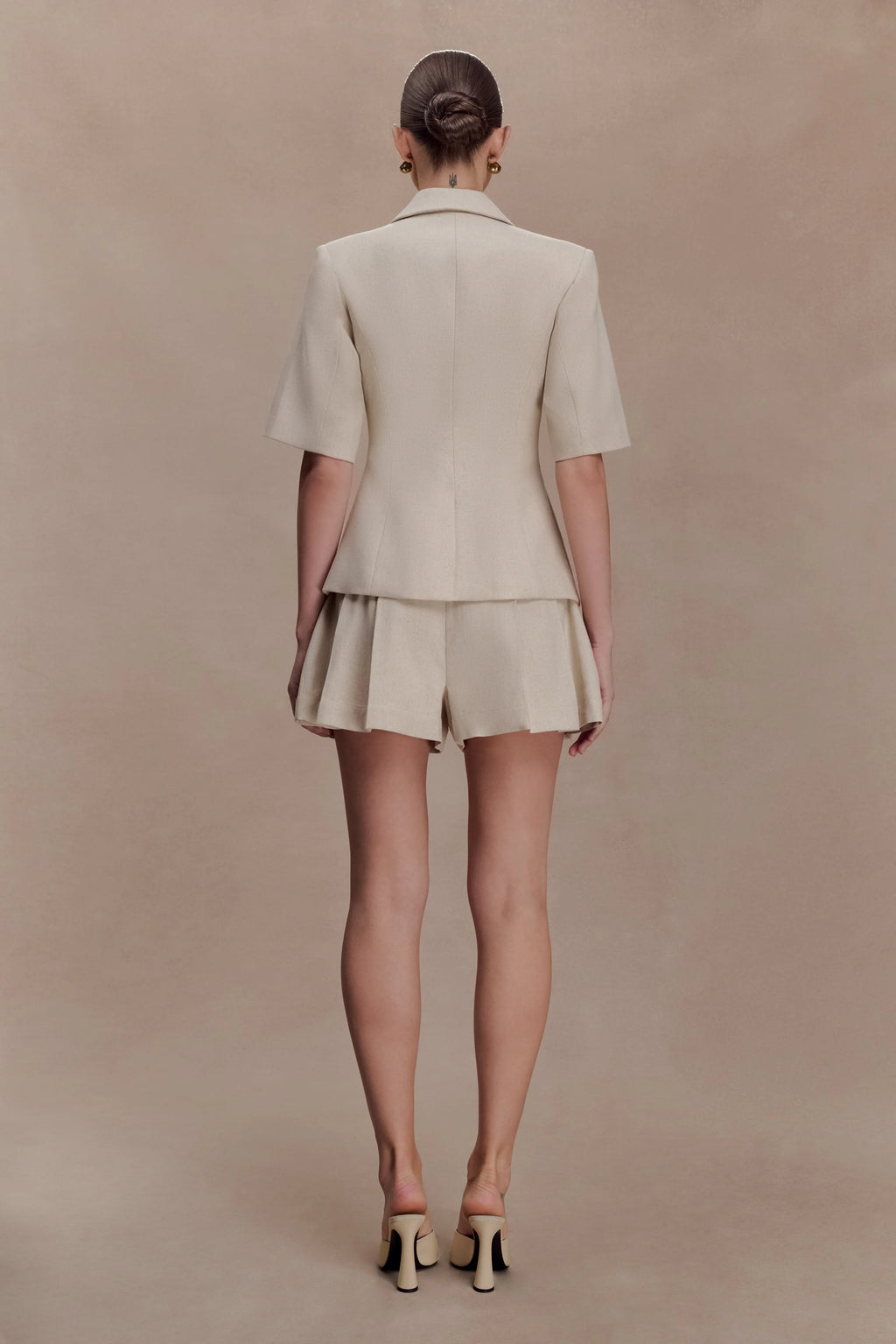 Martine Short Sleeve Linen Top - Natural