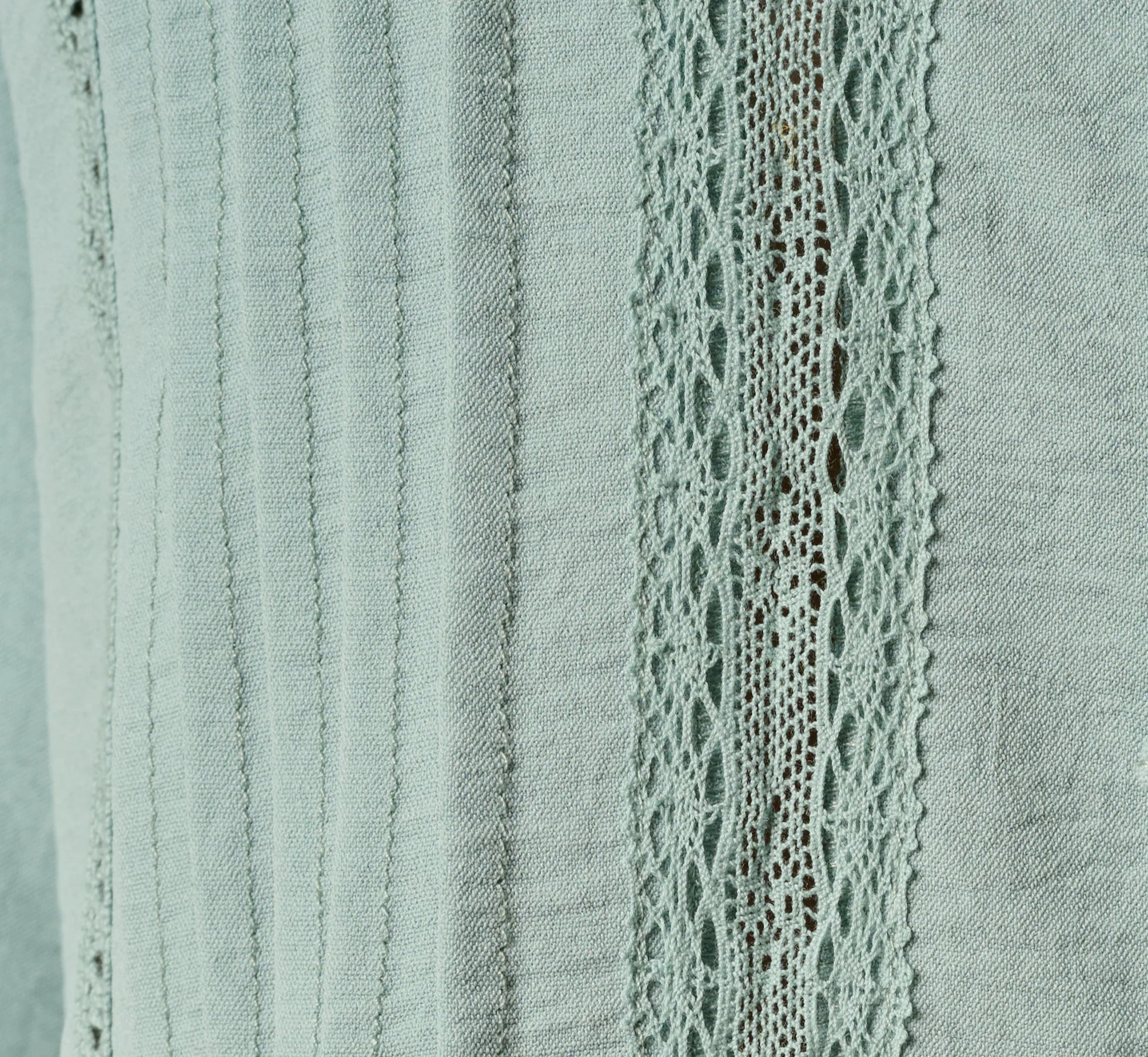 Short Sleeve Pintuck Lace Tie Front Top In Dusty Seamist