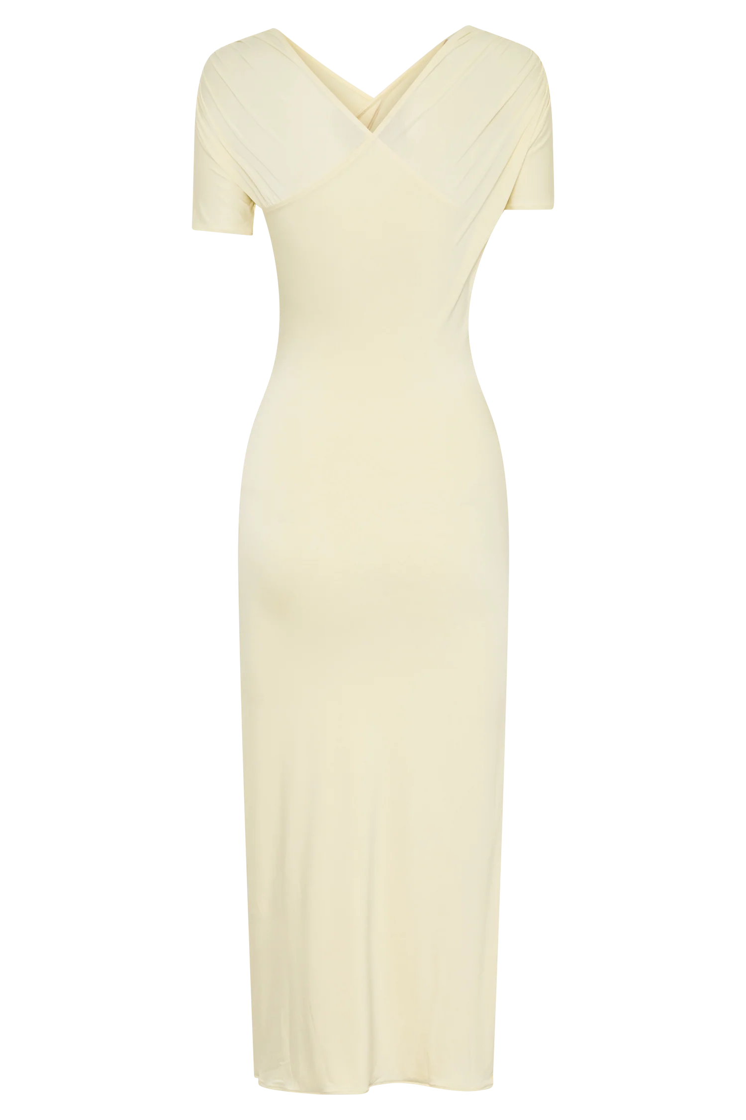 Junie Cross-Over Neck Slinky Maxi Dress - Lemon