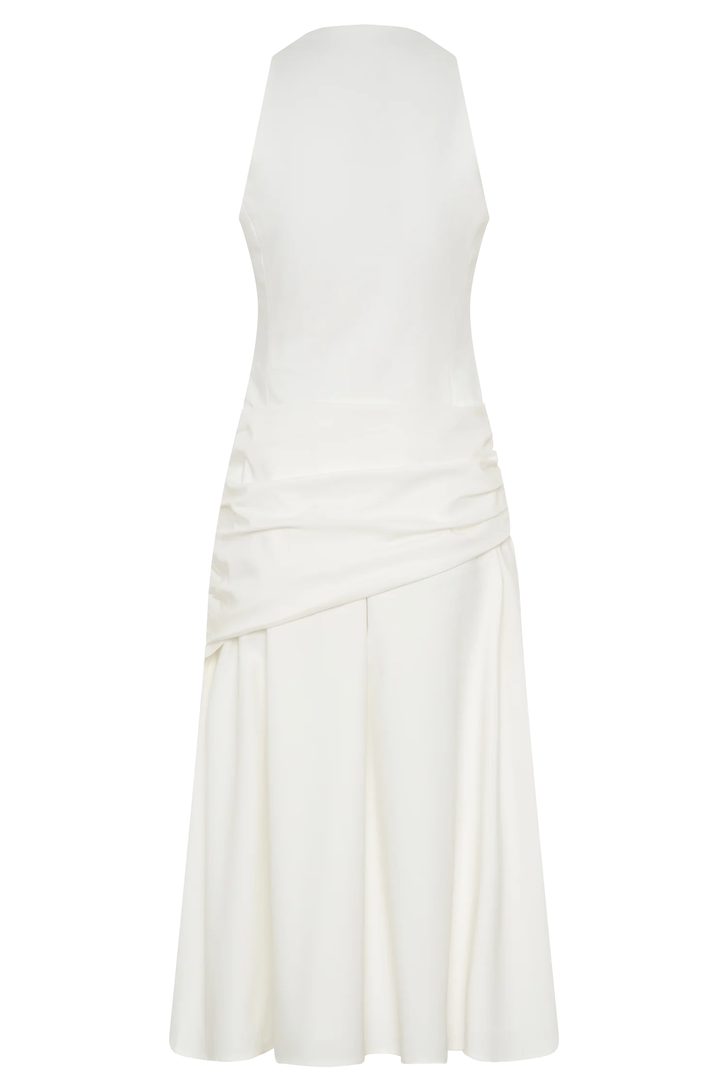 Emily Wrapped Waist Midi Dress - White