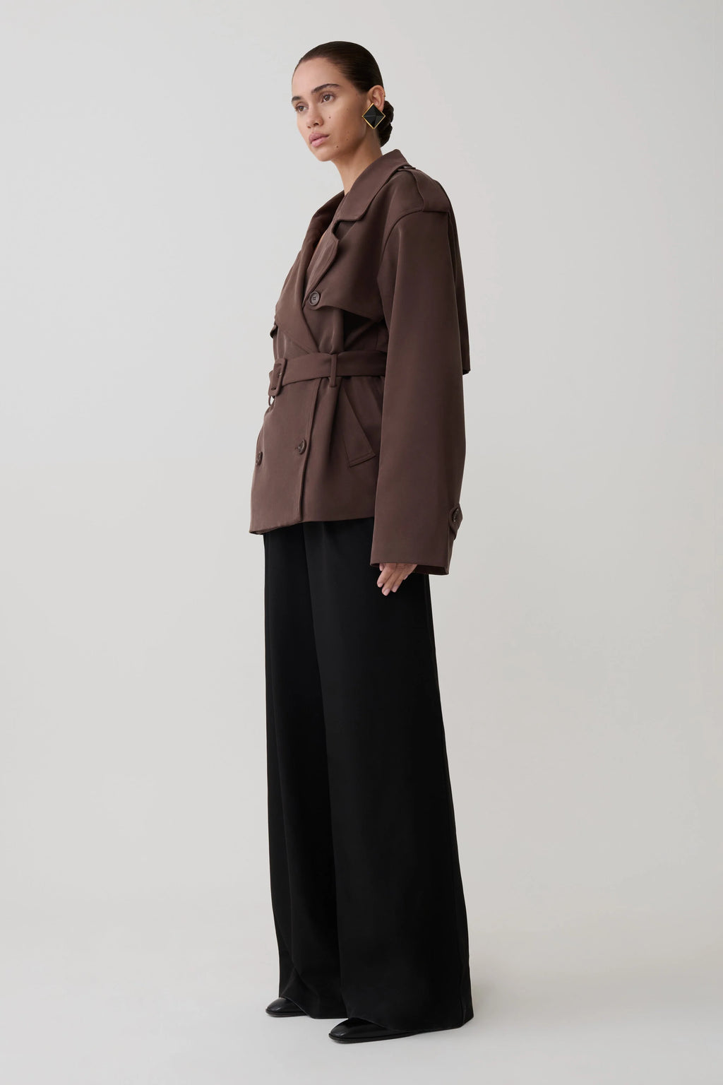 Alden Short Trench Jacket - Chocolate