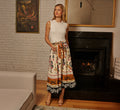 Tie Front Floral Printed Midi Skirt In Tropic Border Vine