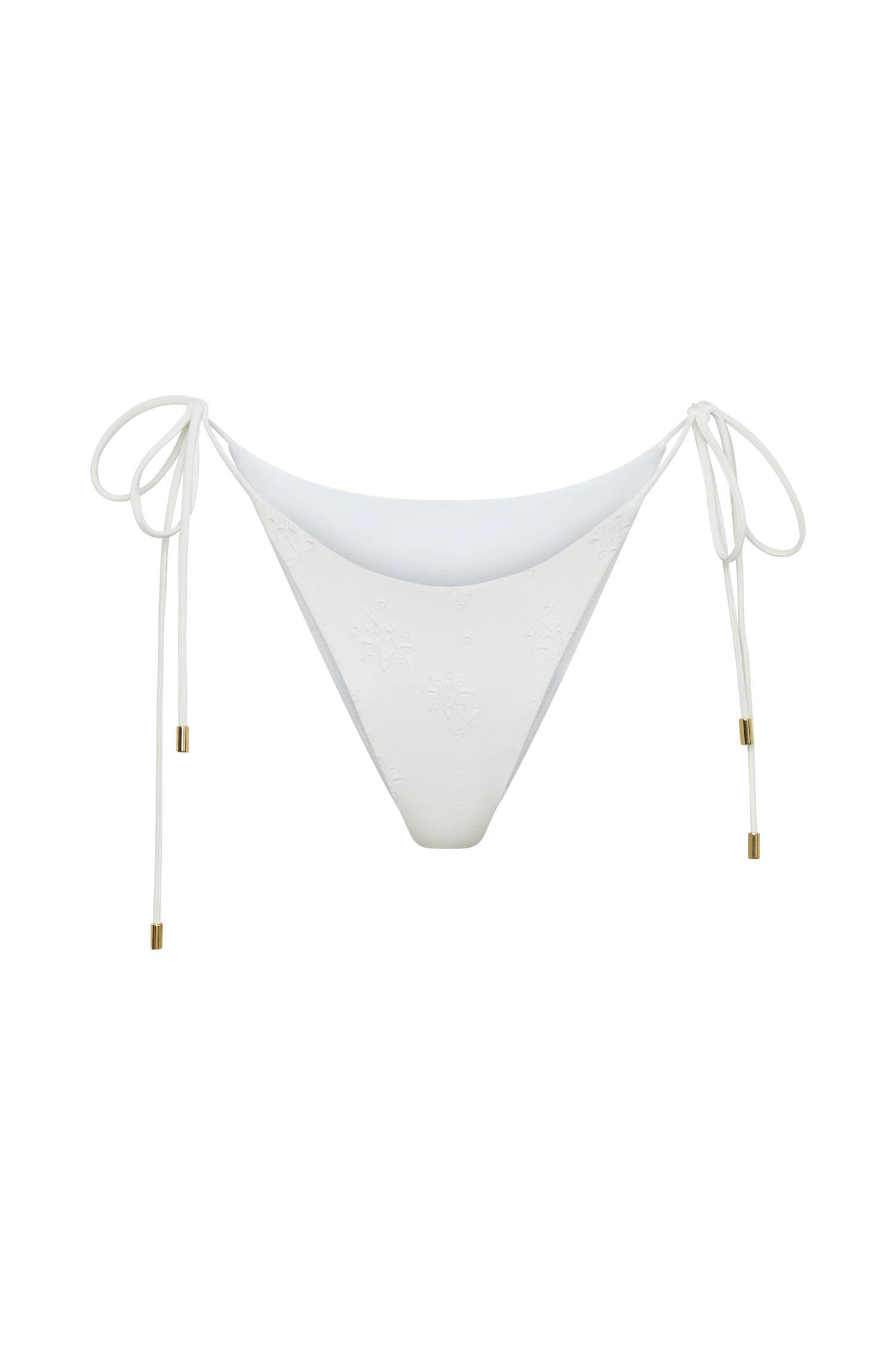 Blossom Side Tie Bikini Bottom - White Textured Fabric