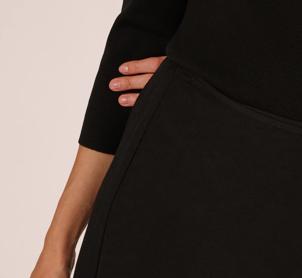 Off Shoulder Bow Collar Sweater In Black Ivory