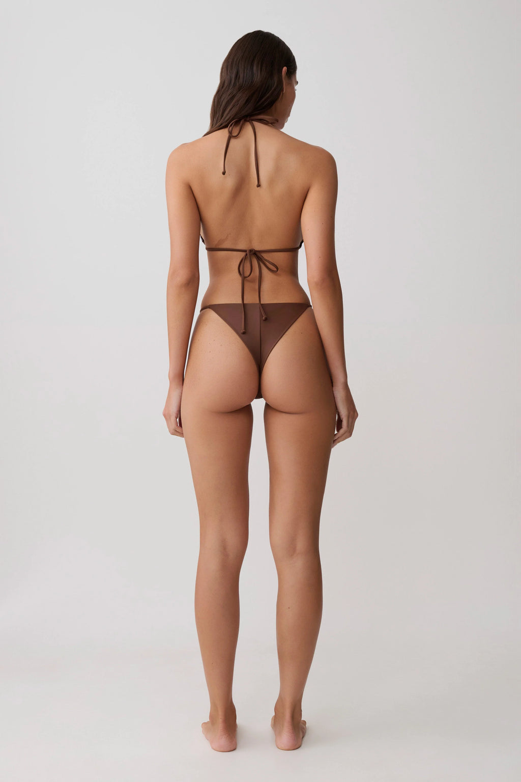 Bloom Embroidered Bikini Bottom - Chocolate With Pale Blue Embroidery