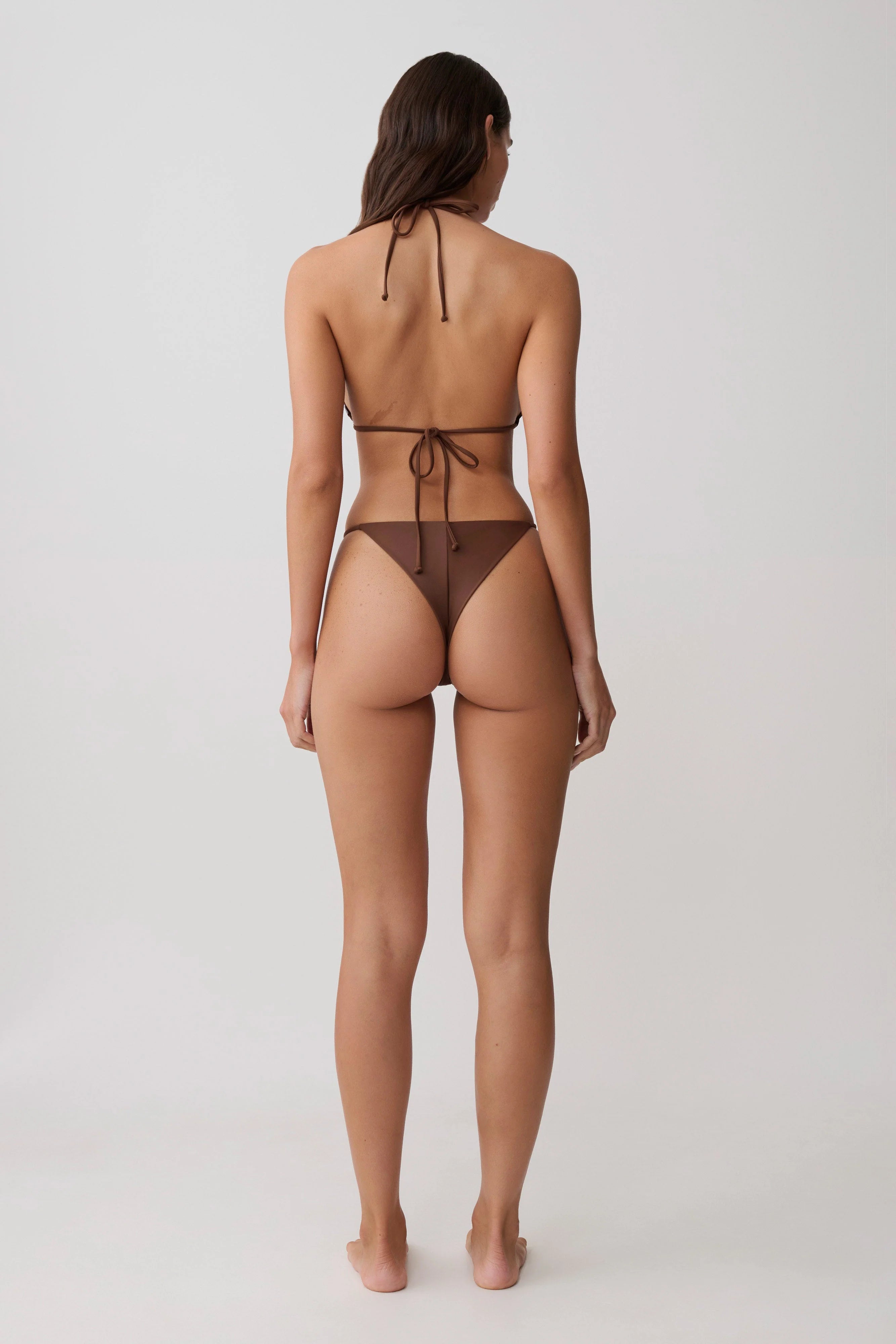 Bloom Embroidered Bikini Bottom - Chocolate With Pale Blue Embroidery