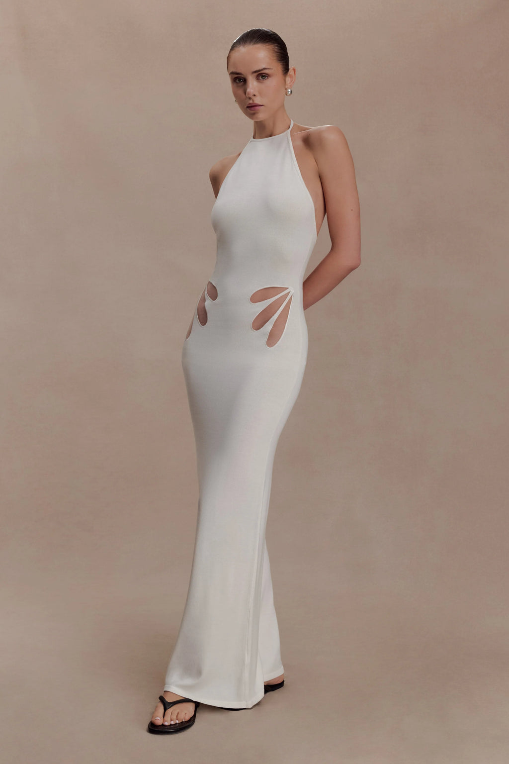 Brock Knit Halter Maxi Dress - White