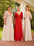 Banded Waist Chiffon Gown