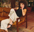 Floral Embroidery Wide Leg Pant In Pale Oak
