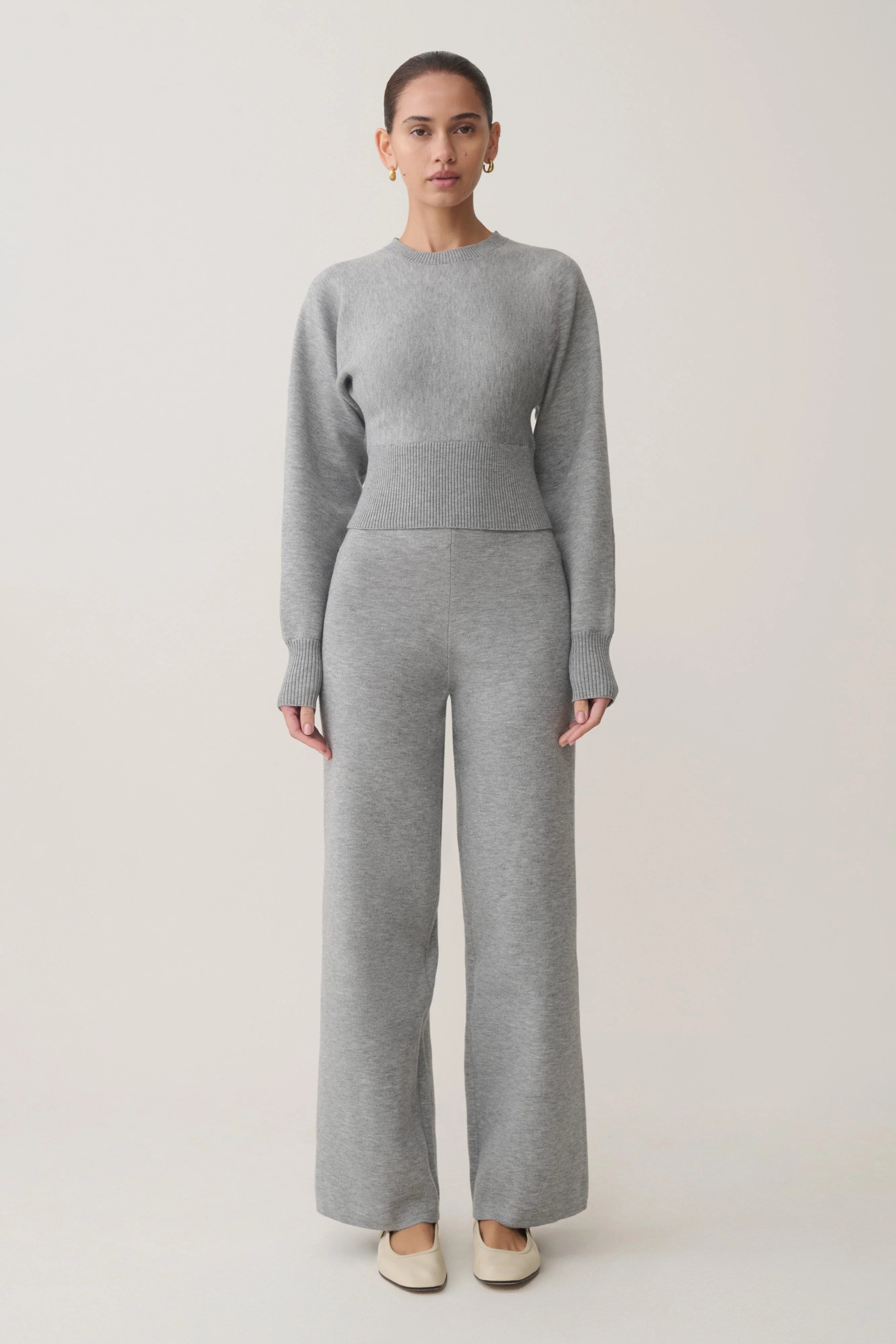 Kerrymae Straight Leg Knit Pants - Grey Marle