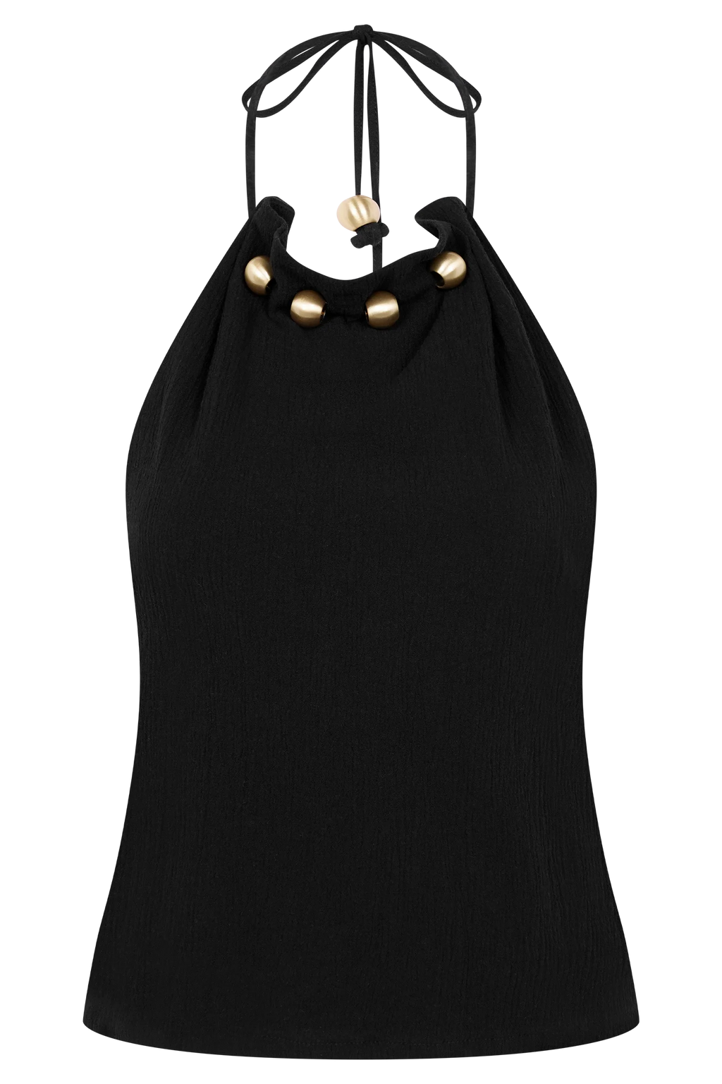 Abeda Cotton Top With Hardware - Black