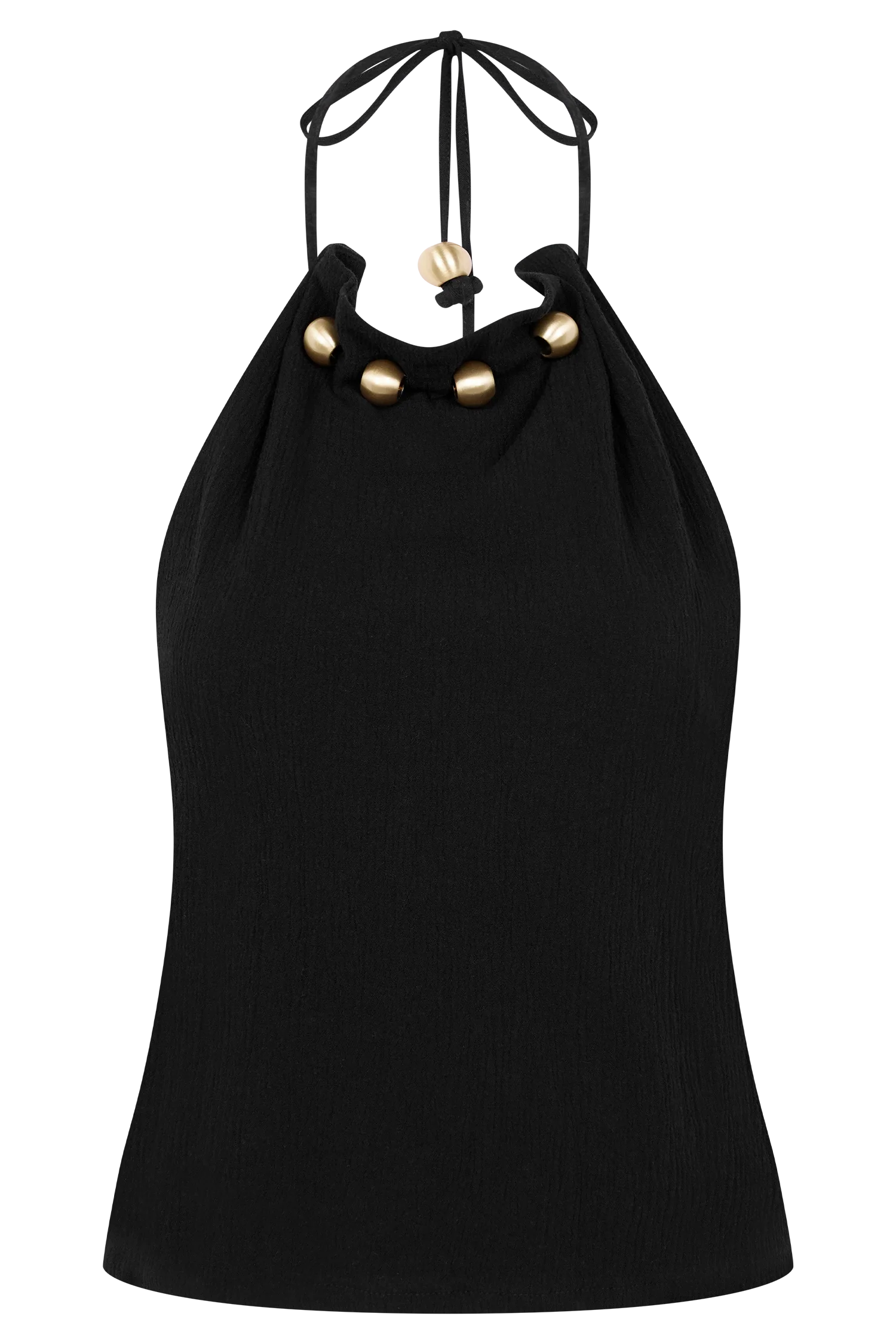 Abeda Cotton Top With Hardware - Black
