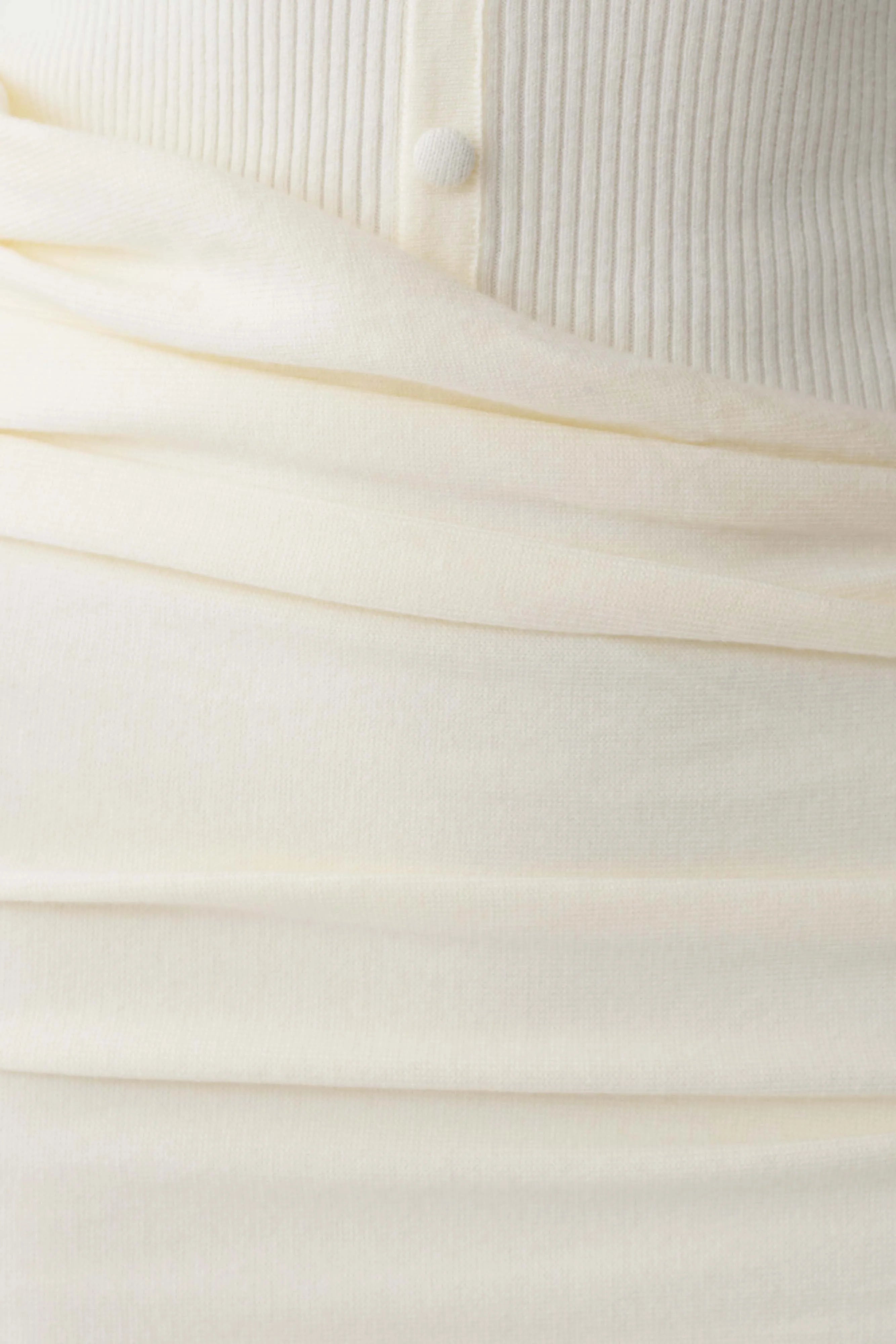 Agness Long Sleeve Button Up Knit Dress - Ivory