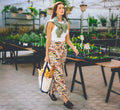 Wide Leg Airflow Crinkle Pant In Watercolor Leaf