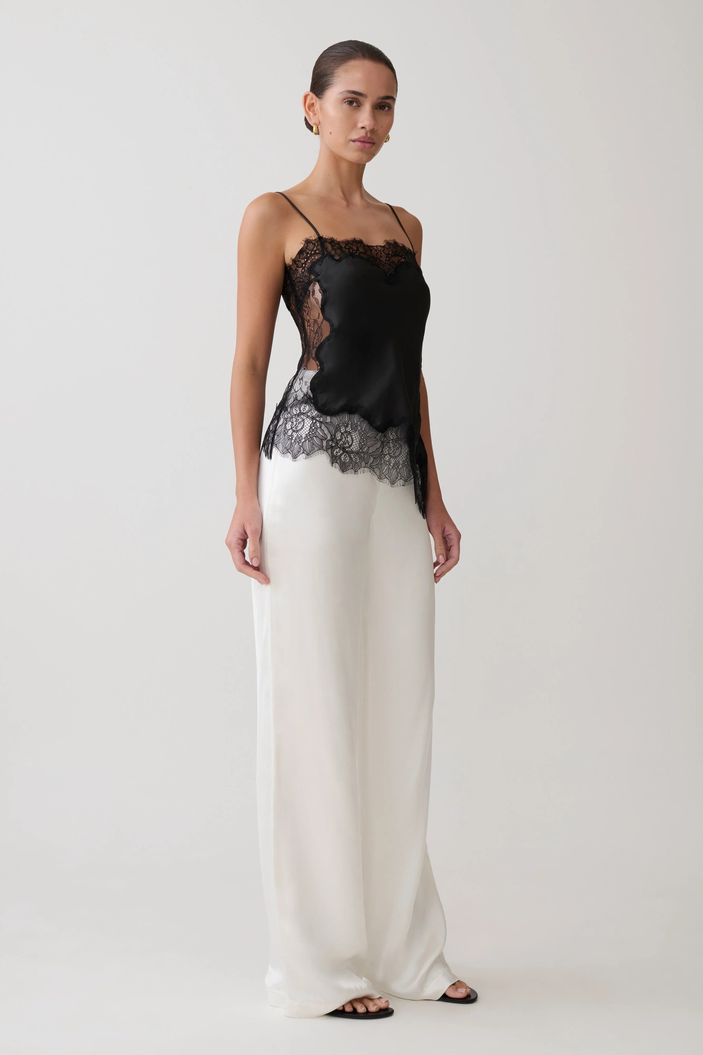Miriam Satin & Lace Camisole - Black